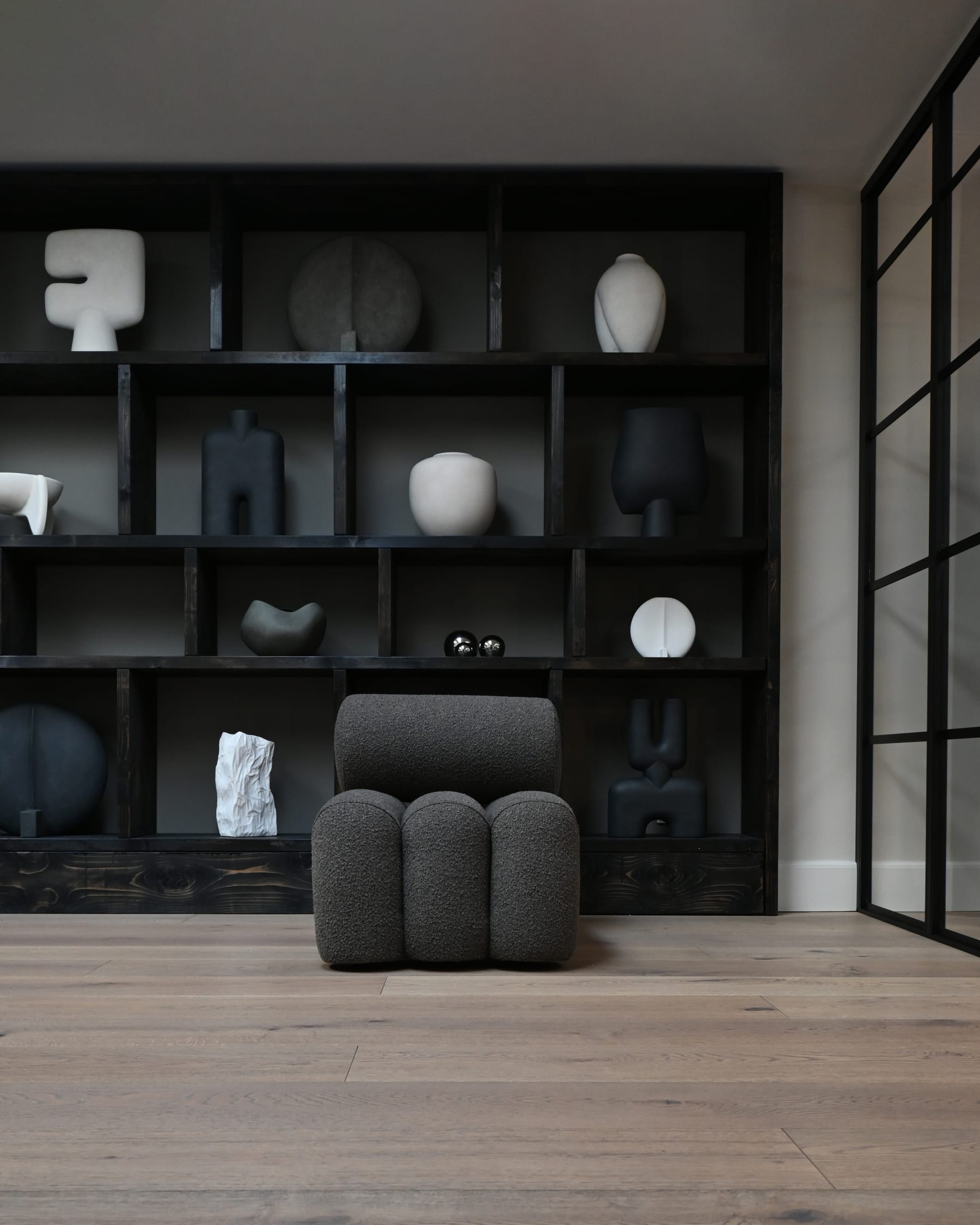 FOKU Sessel graubraun Bouclé
