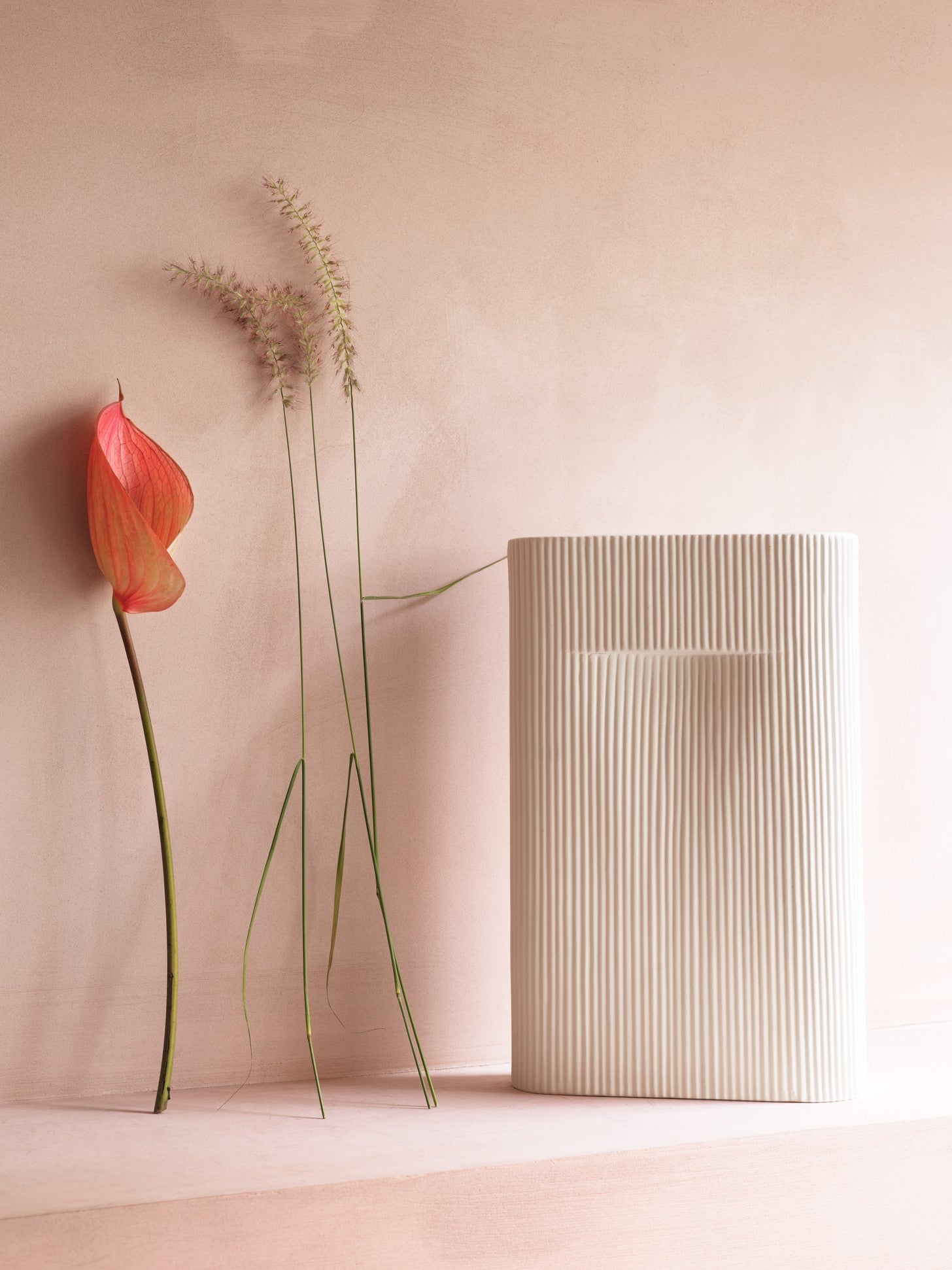 Ceramic Vase RIDGE Broken White