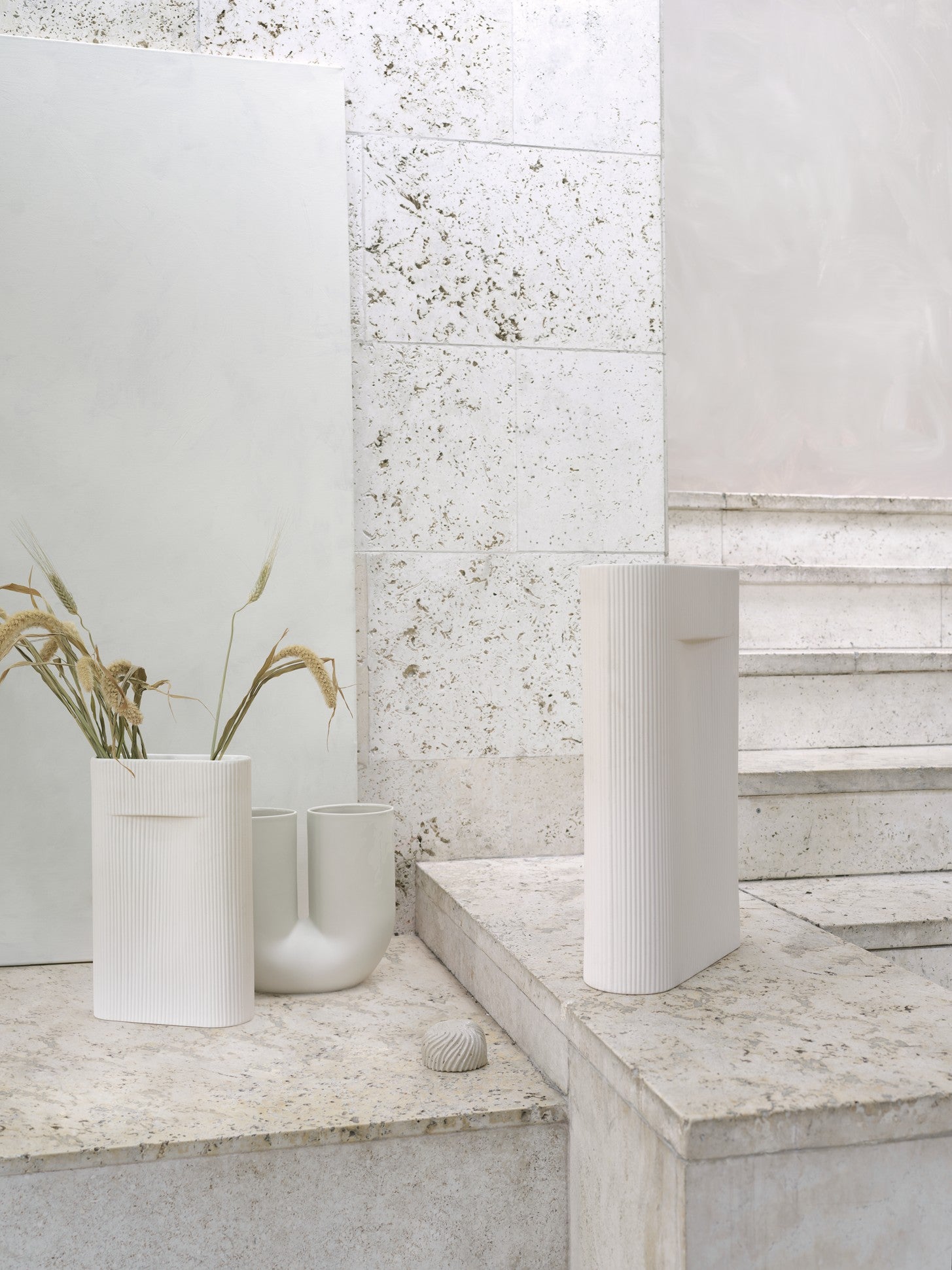 Ceramic Vase RIDGE Broken White