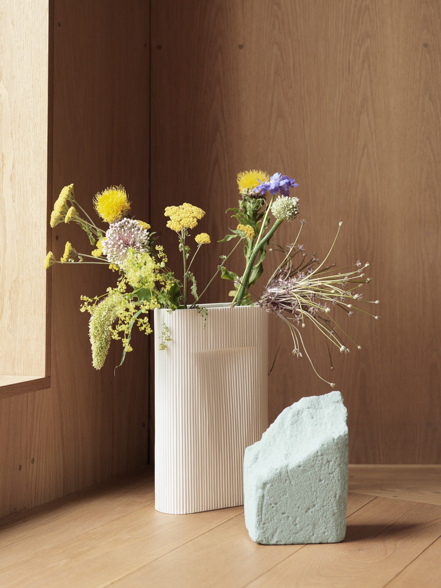Ceramic Vase RIDGE Broken White
