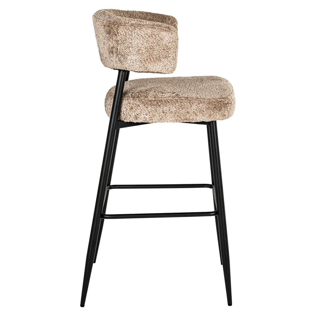 Hocker-Set ROCHELLE braun mit schwarzem Fuß