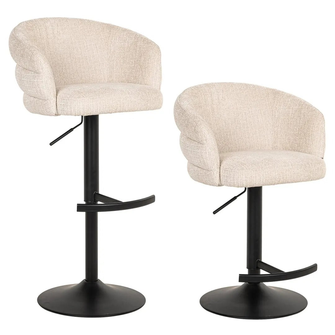 Barhocker NIKKI beige mit schwarzem Fuß