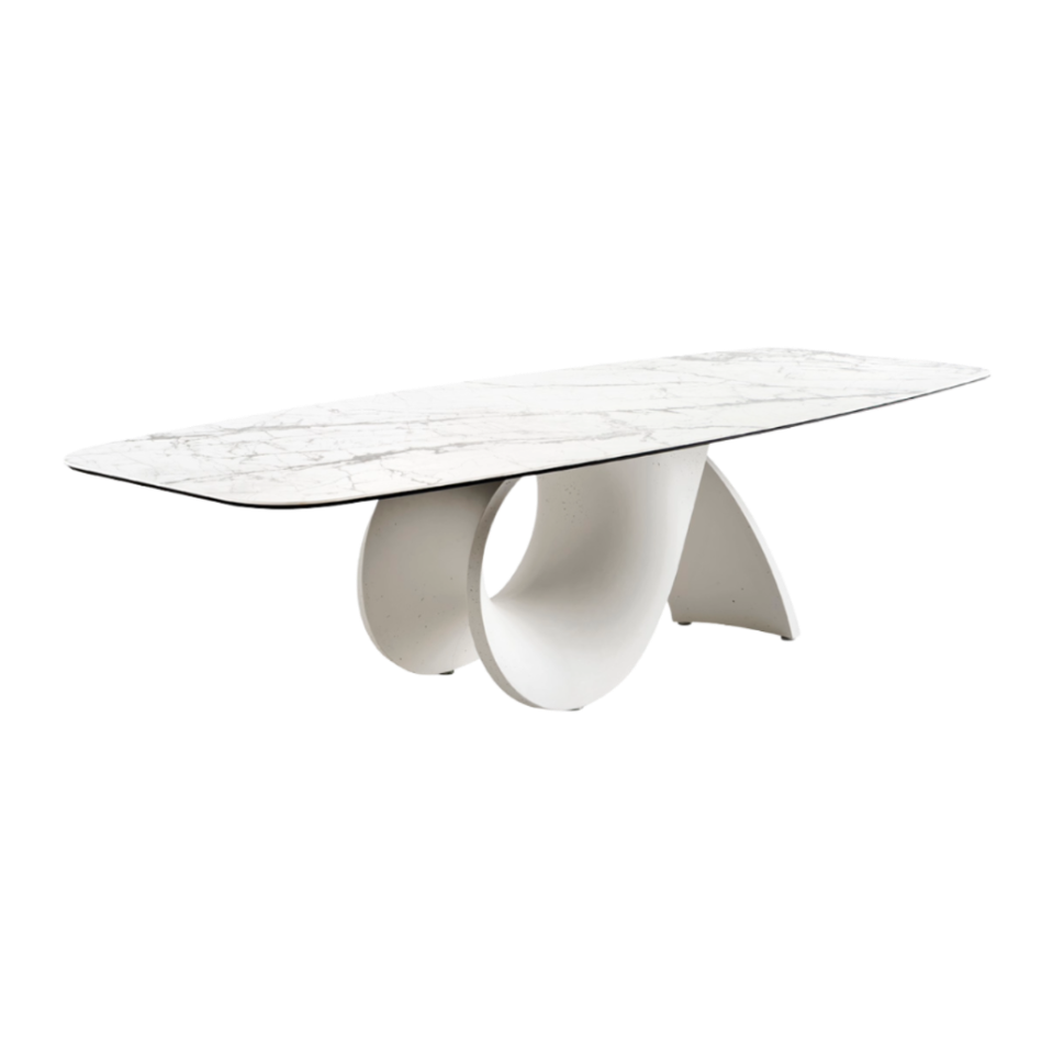 Tisch SEASHELL mit weißer Platte und weißem Gestell