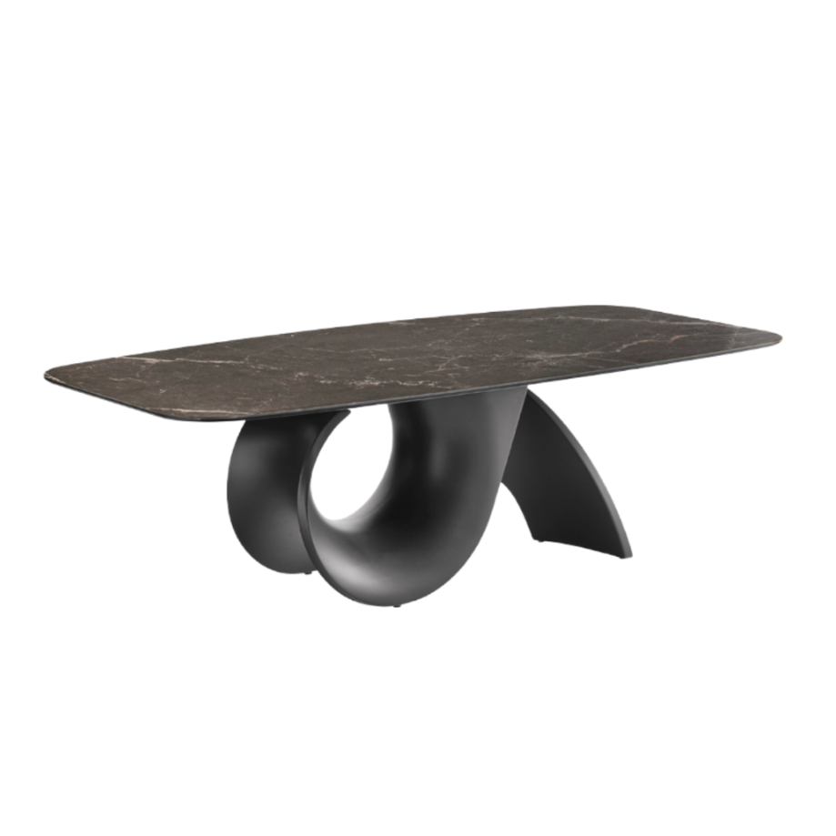 SEASHELL table with black top and graphite base