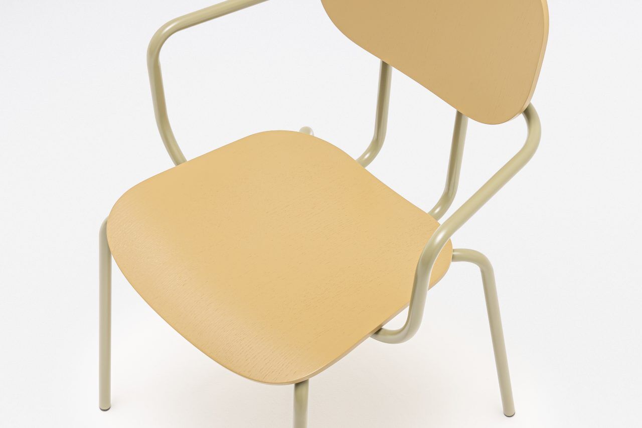 Krzesło biurowe z zagłówkiem NEW SCHOOL beżowa podstawa – .mdd