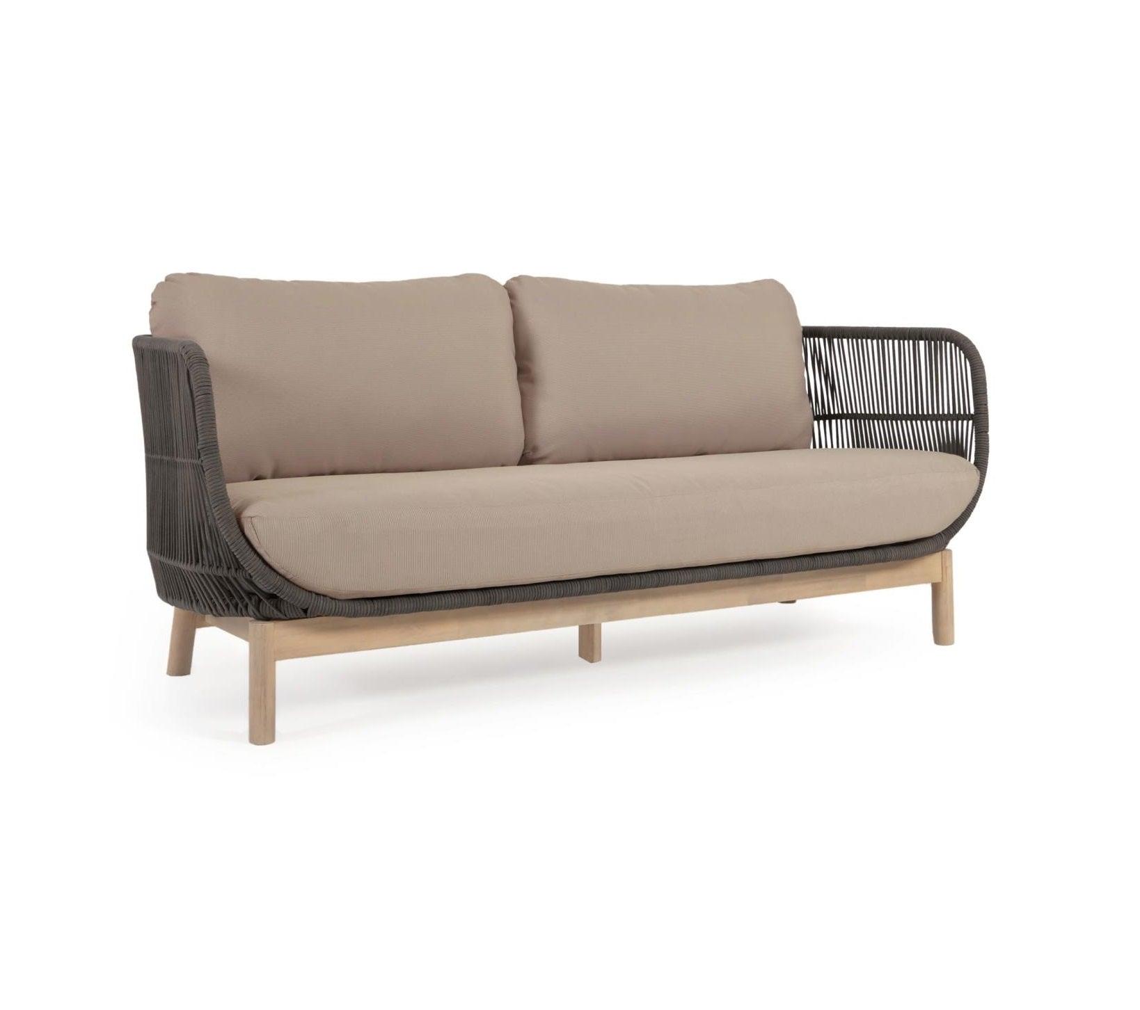 Sofa 3-osobowa zewnętrzna CATALINA zielony z wykończeniem z litego drewna La Forma Eye on Design