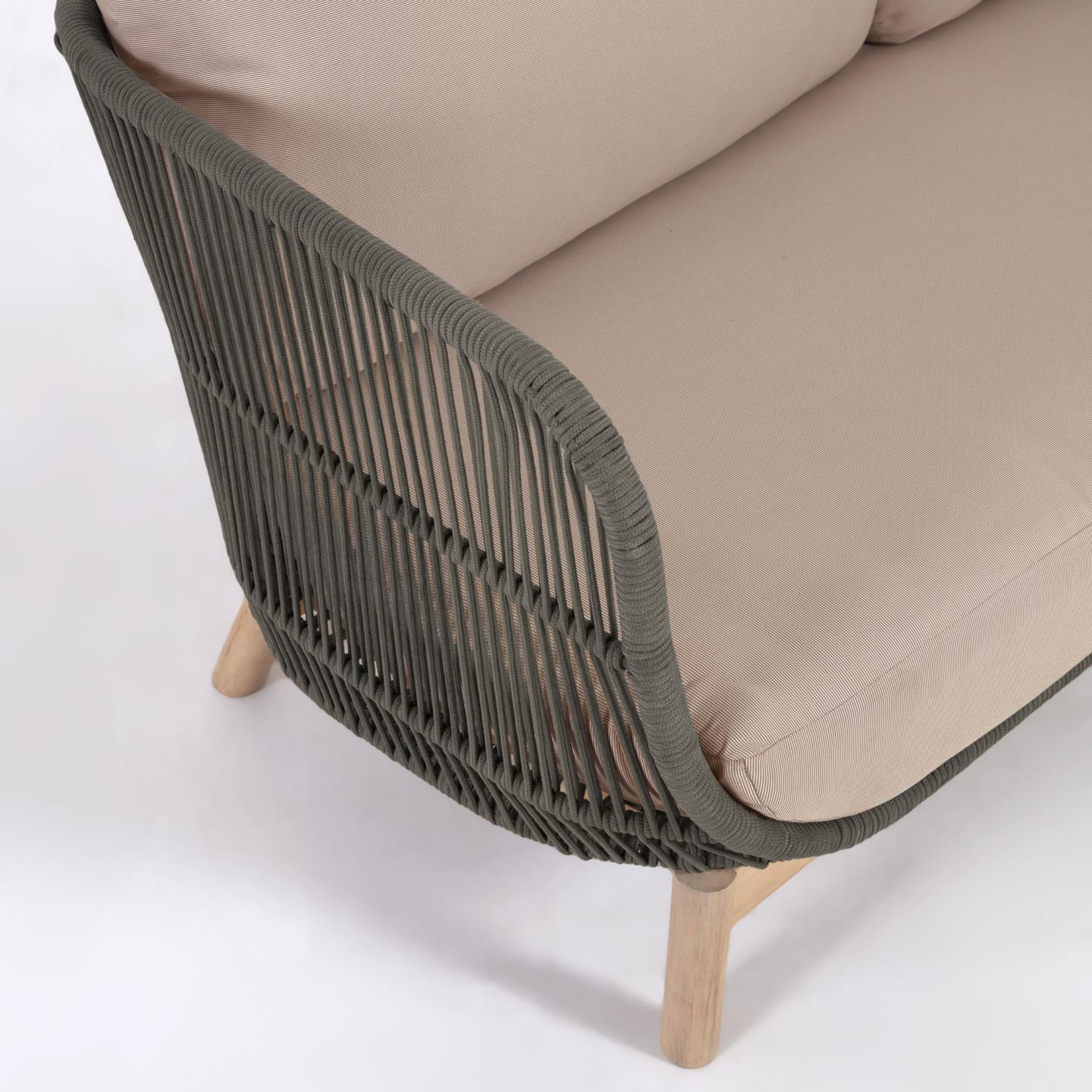 Sofa 3-osobowa zewnętrzna CATALINA zielony z wykończeniem z litego drewna La Forma Eye on Design