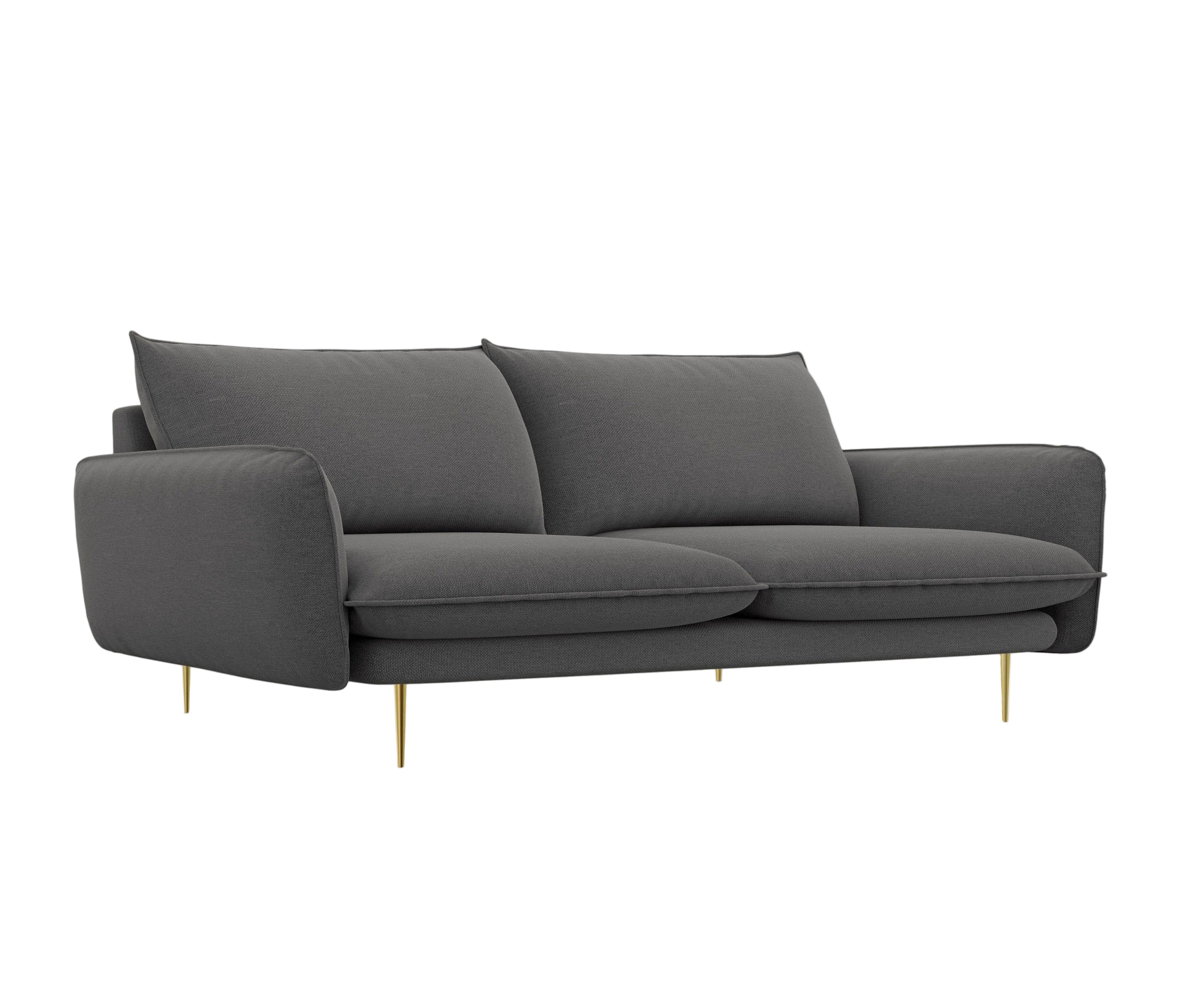 Sofa 4-osobowa VIENNA ciemnoszary ze złotą podstawą Cosmopolitan Design Eye on Design