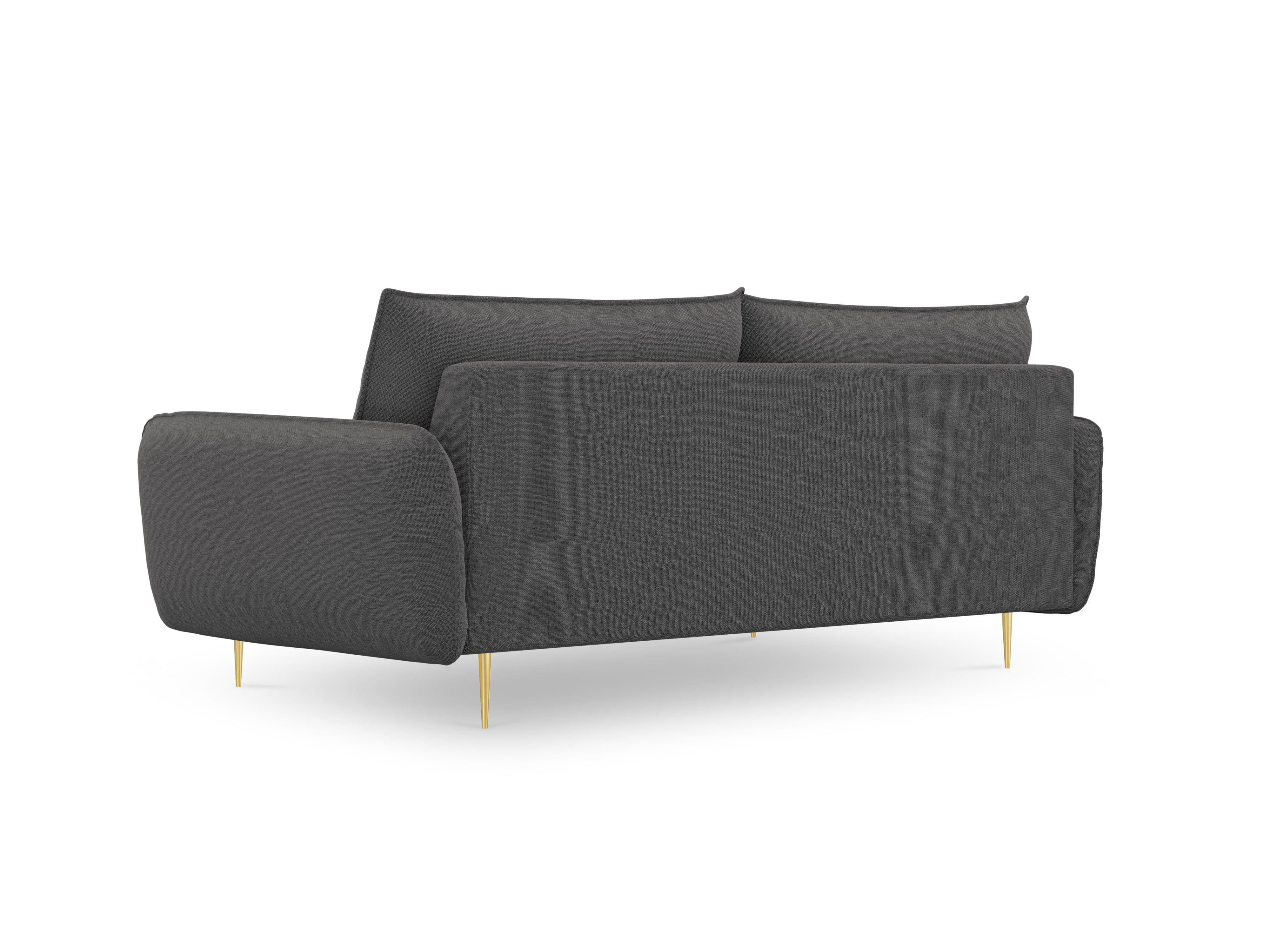 Sofa 4-osobowa VIENNA ciemnoszary ze złotą podstawą Cosmopolitan Design Eye on Design