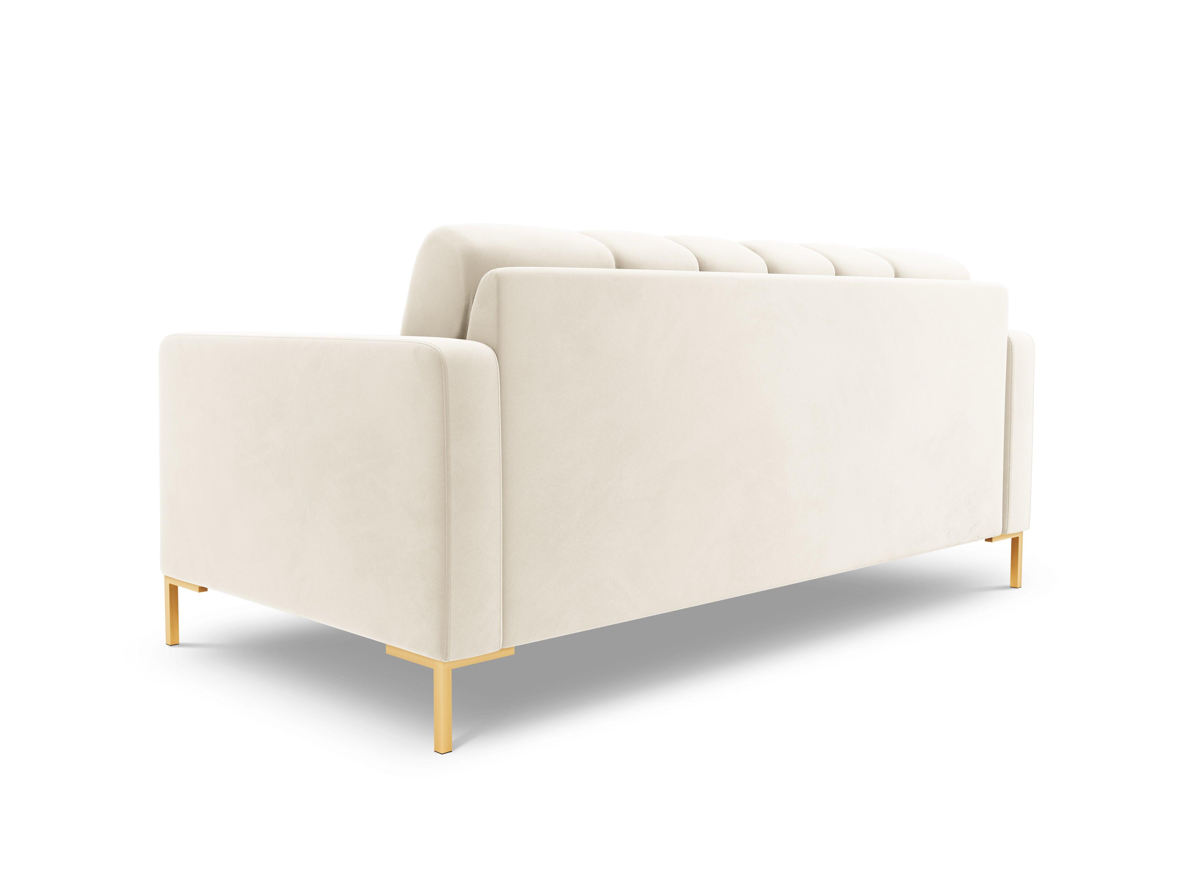 Sofa aksamitna 2-osobowa BALI jasnobeżowy ze złotą podstawą Cosmopolitan Design Eye on Design