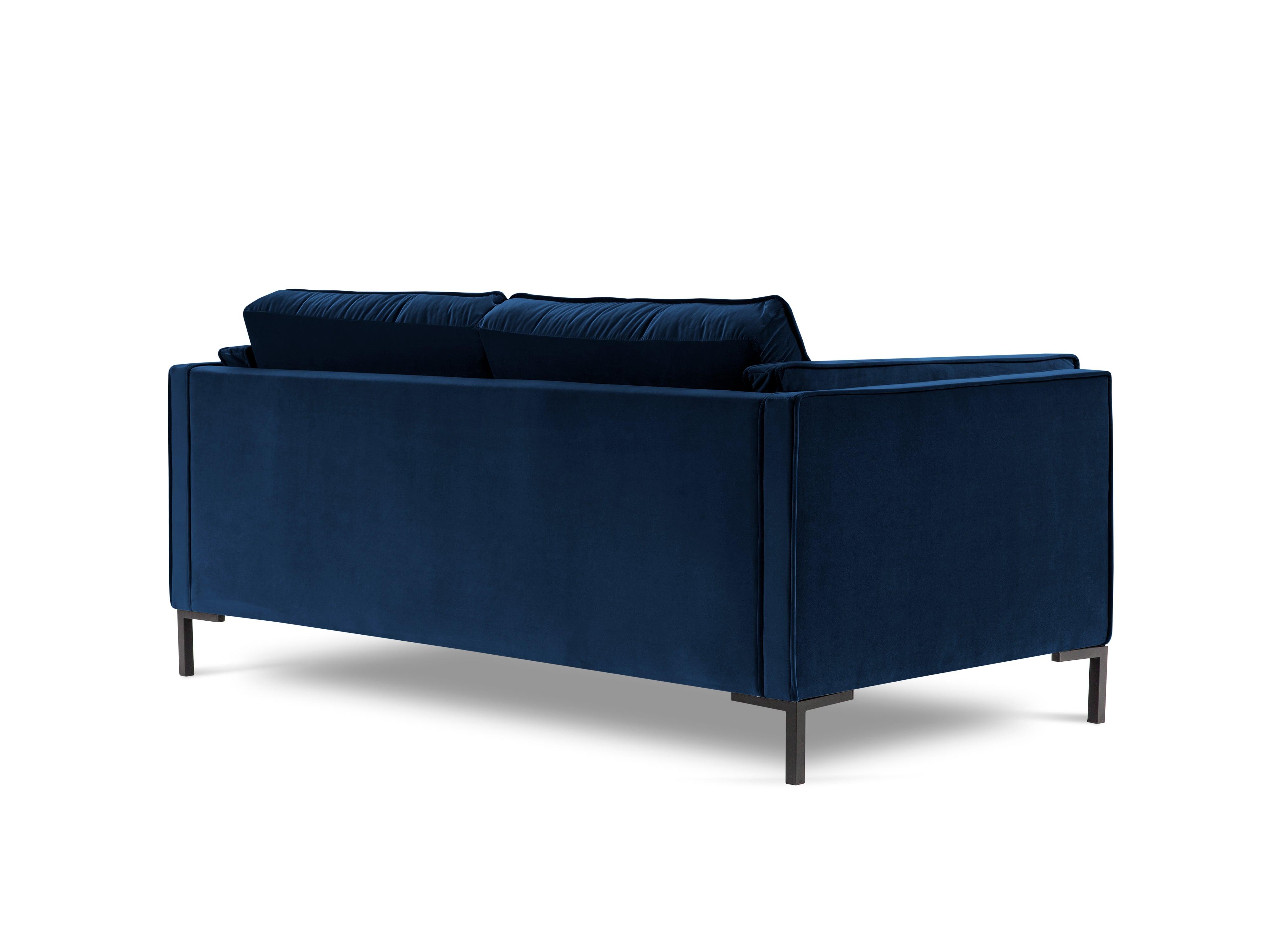 Sofa aksamitna 2-osobowa LUIS granat królewski z czarną podstawą Milo Casa Eye on Design