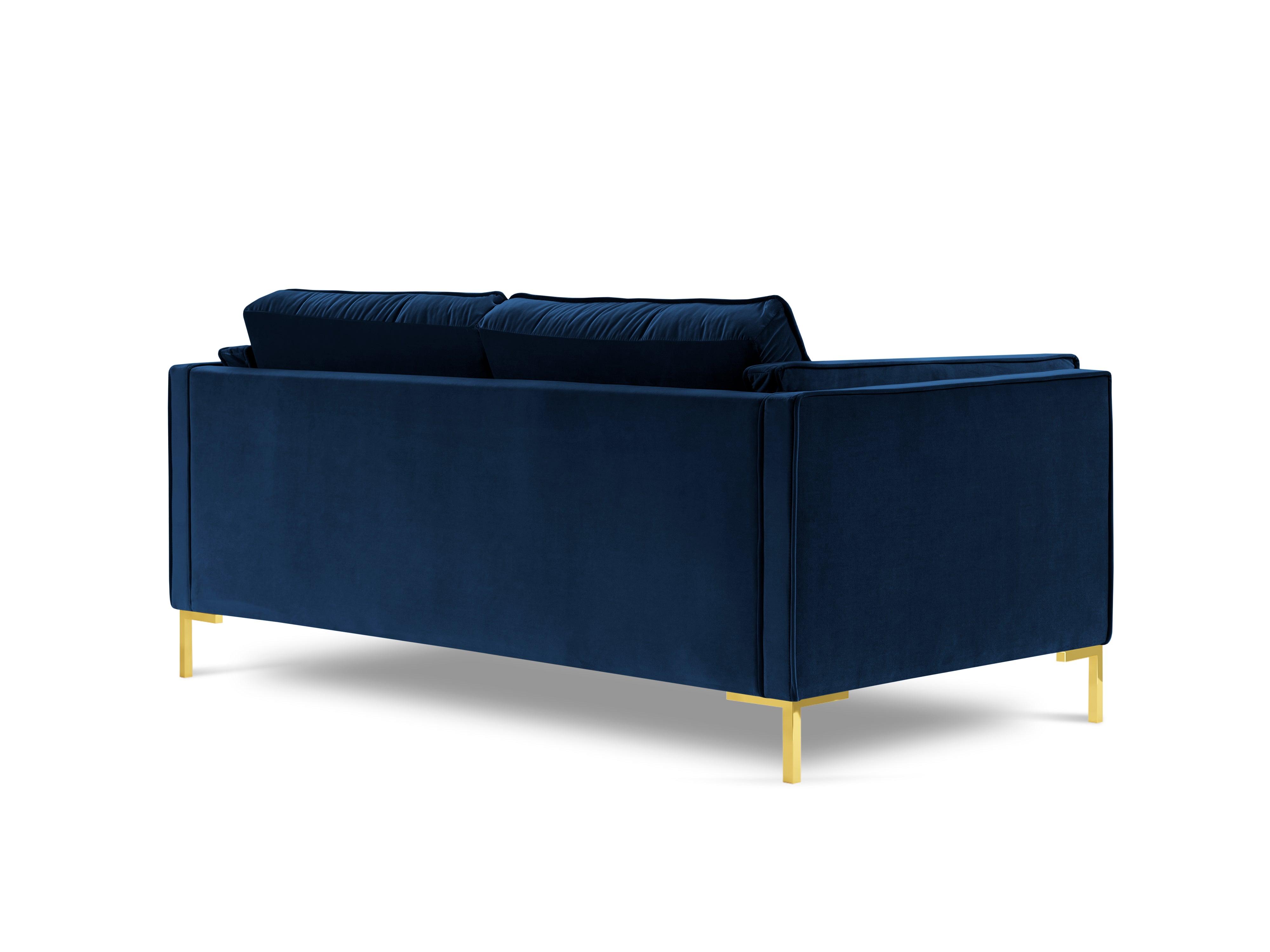 Sofa aksamitna 2-osobowa LUIS granat królewski ze złotą podstawą Milo Casa Eye on Design