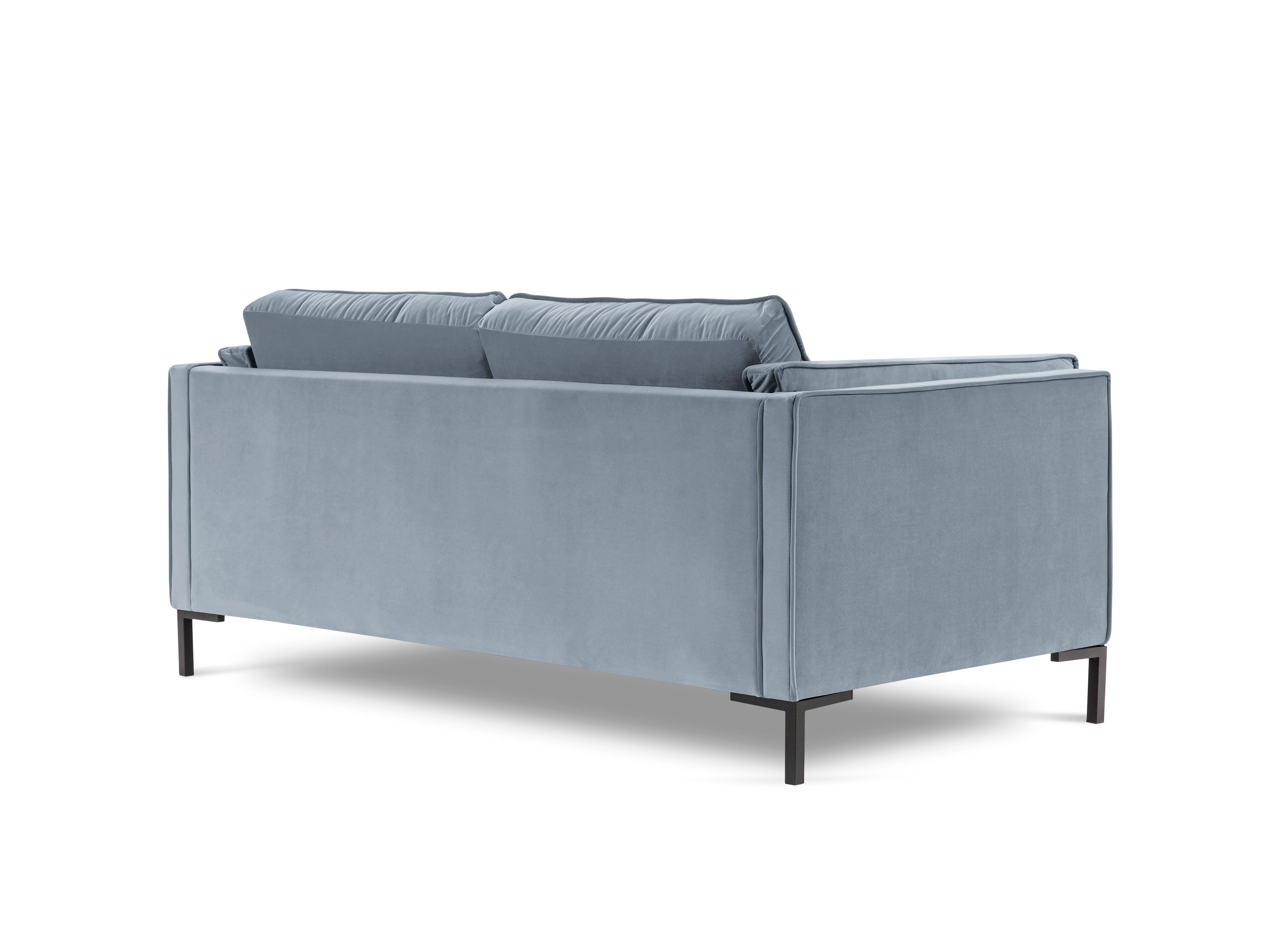 Sofa aksamitna 2-osobowa LUIS jasnoniebieski z czarną podstawą Milo Casa Eye on Design