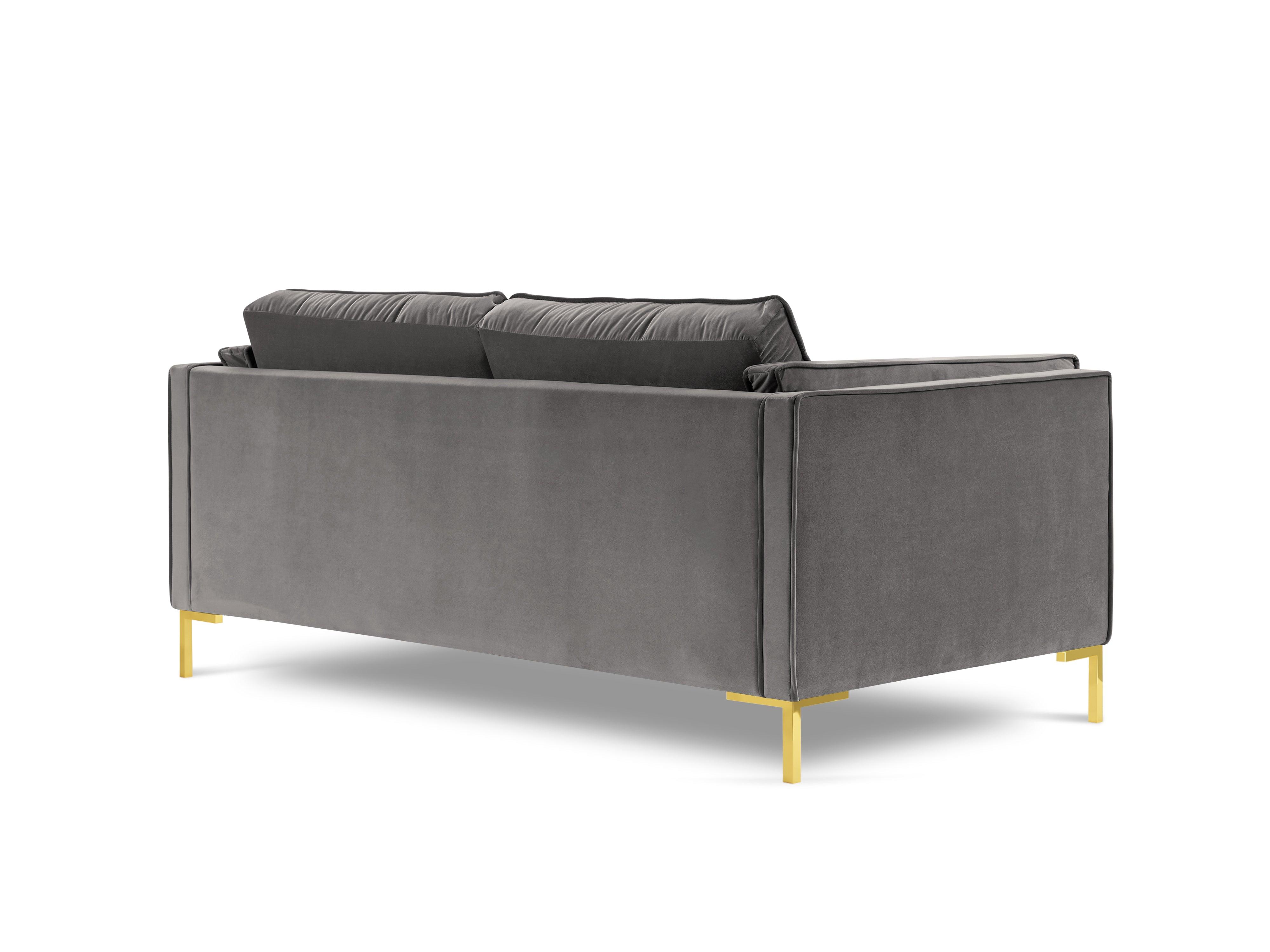 Sofa aksamitna 2-osobowa LUIS jasnoszary ze złotą podstawą Milo Casa Eye on Design