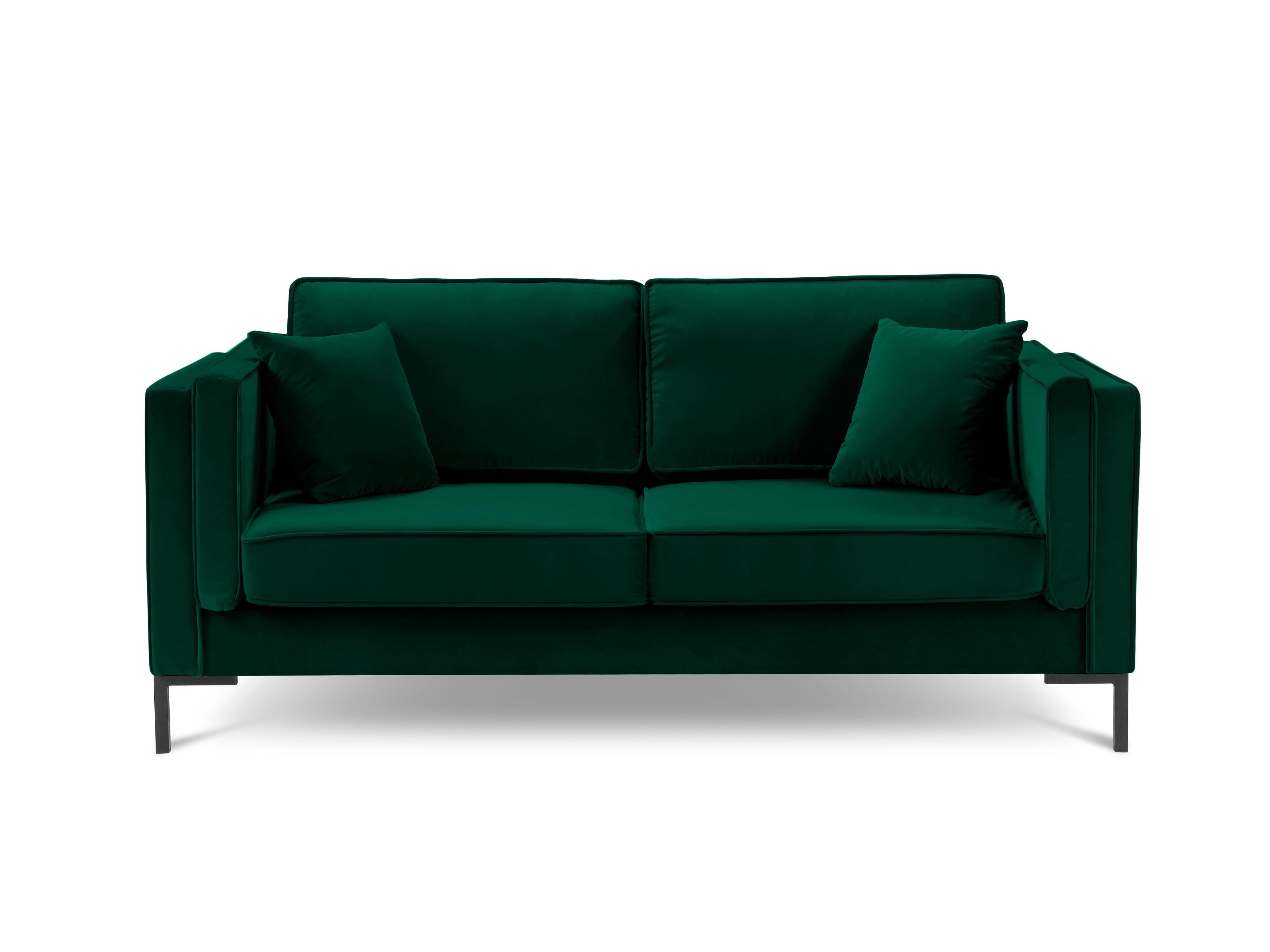 Sofa aksamitna 2-osobowa LUIS zieleń butelkowa z czarną podstawą Milo Casa Eye on Design
