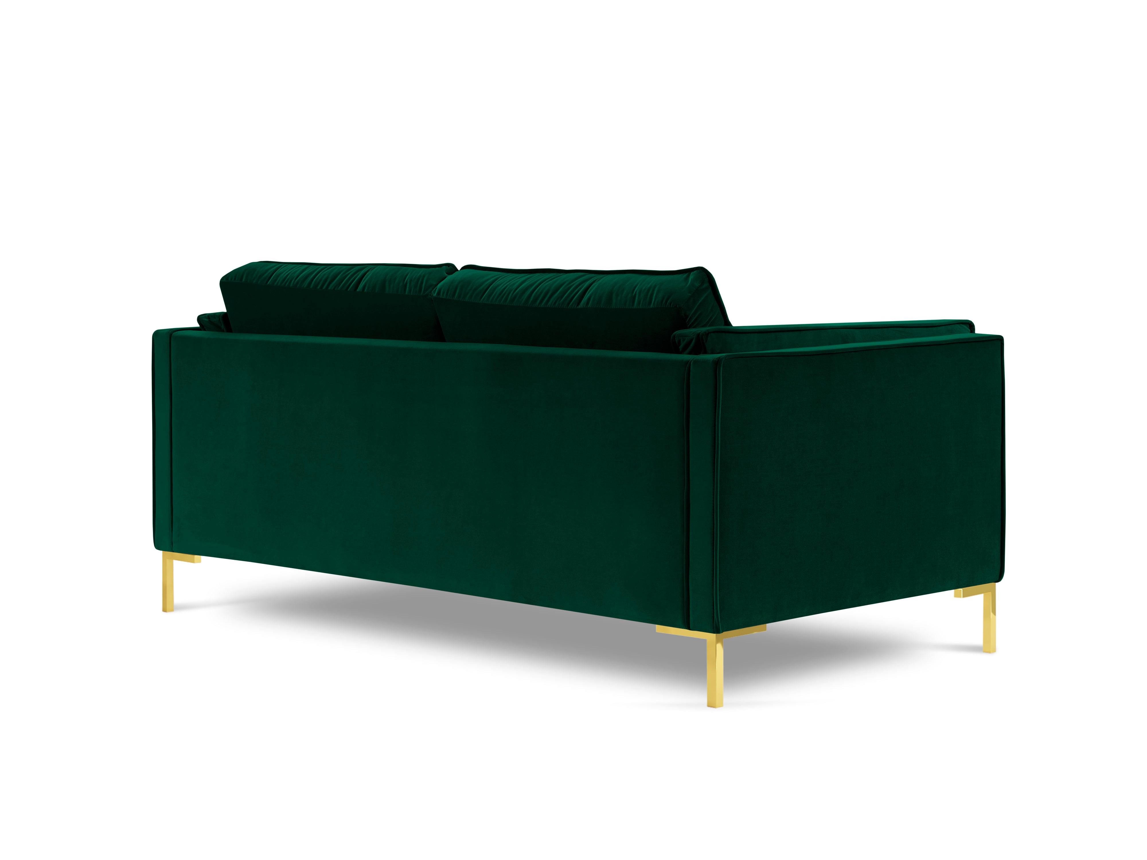 Sofa aksamitna 2-osobowa LUIS zieleń butelkowa ze złotą podstawą Milo Casa Eye on Design