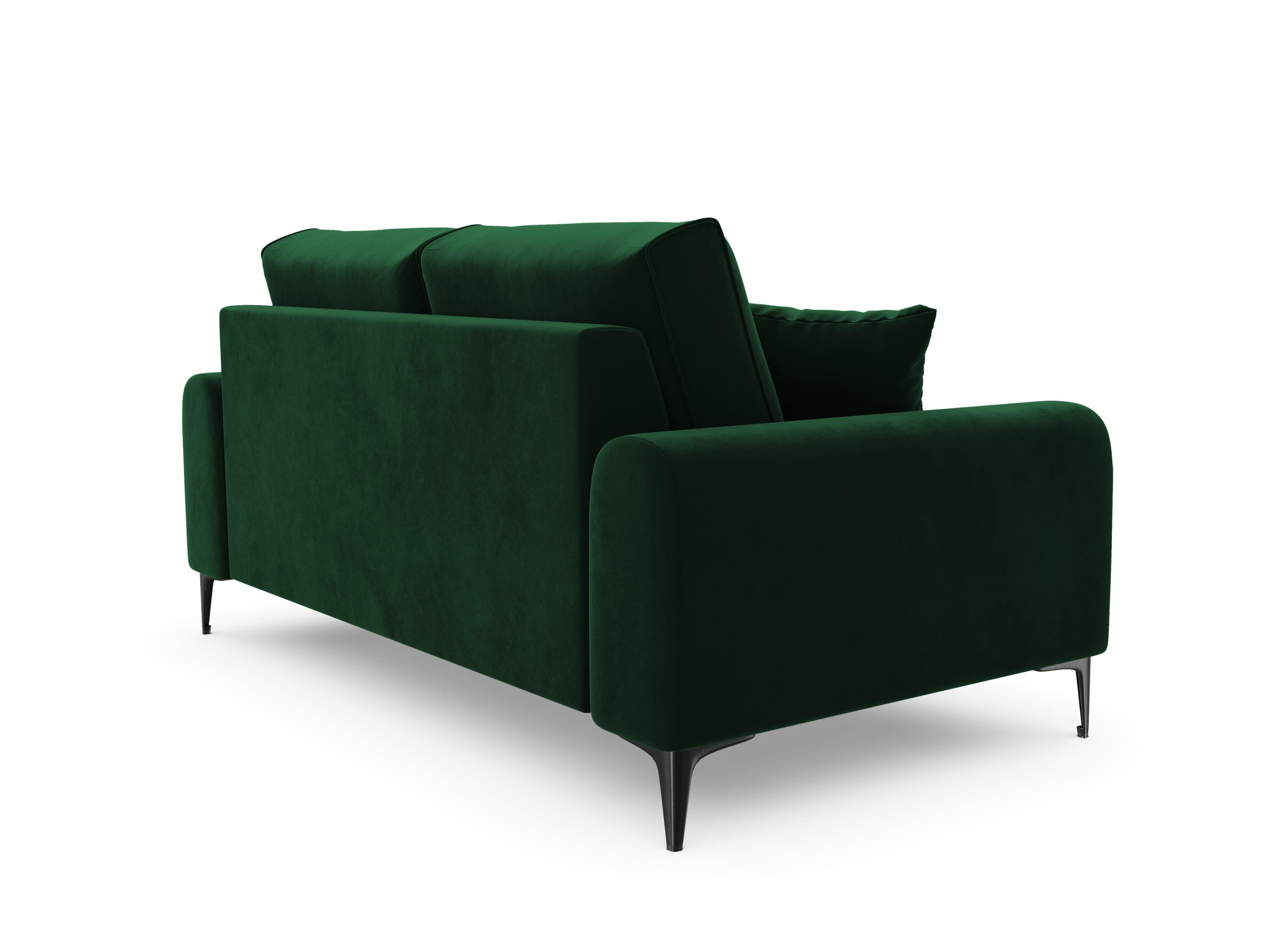 Sofa aksamitna 2-osobowa MADARA butelkowa zieleń z czarną podstawą Mazzini Sofas Eye on Design