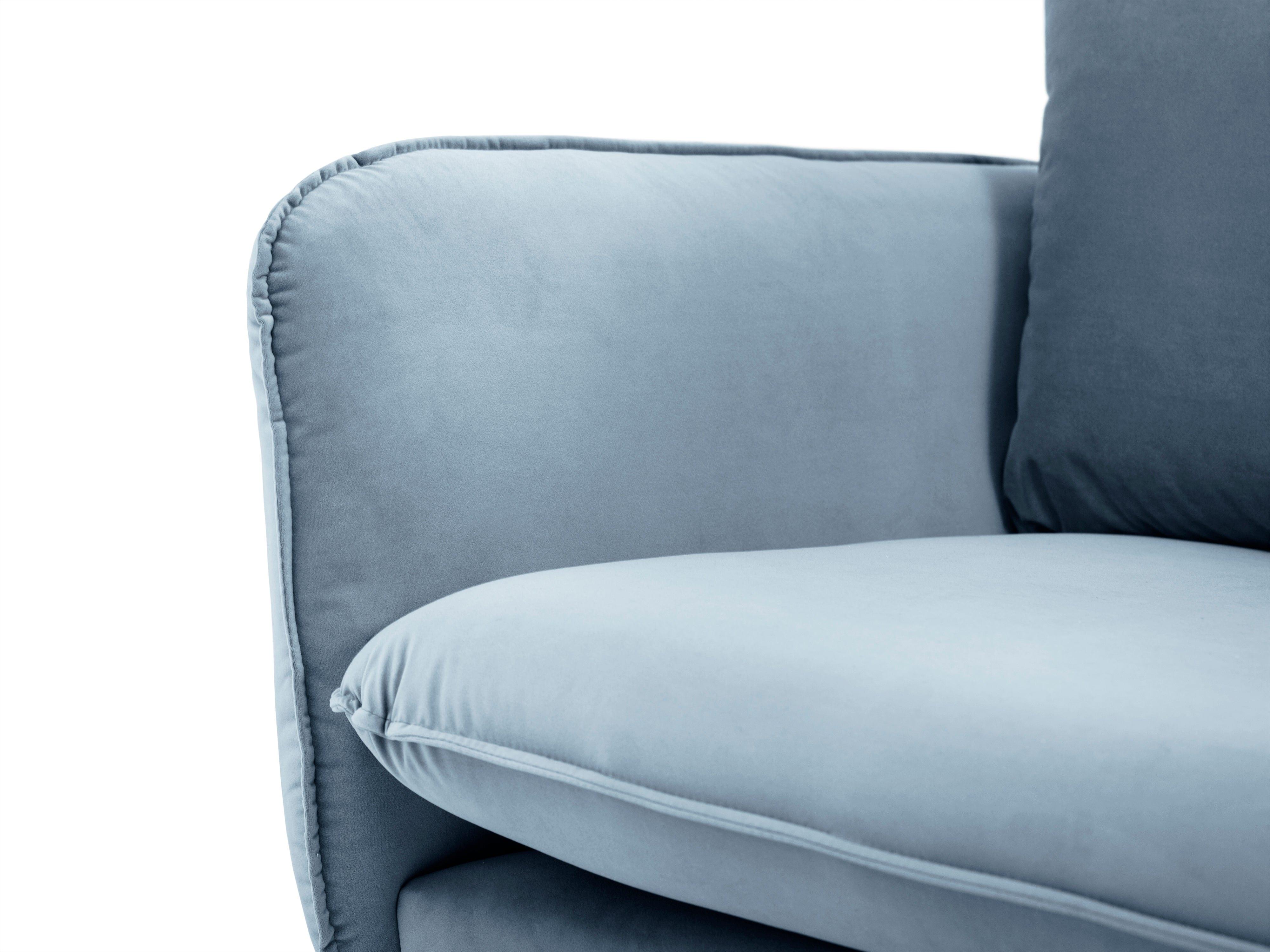 Sofa aksamitna 2-osobowa VIENNA jasnoniebieski z czarną podstawą Cosmopolitan Design Eye on Design