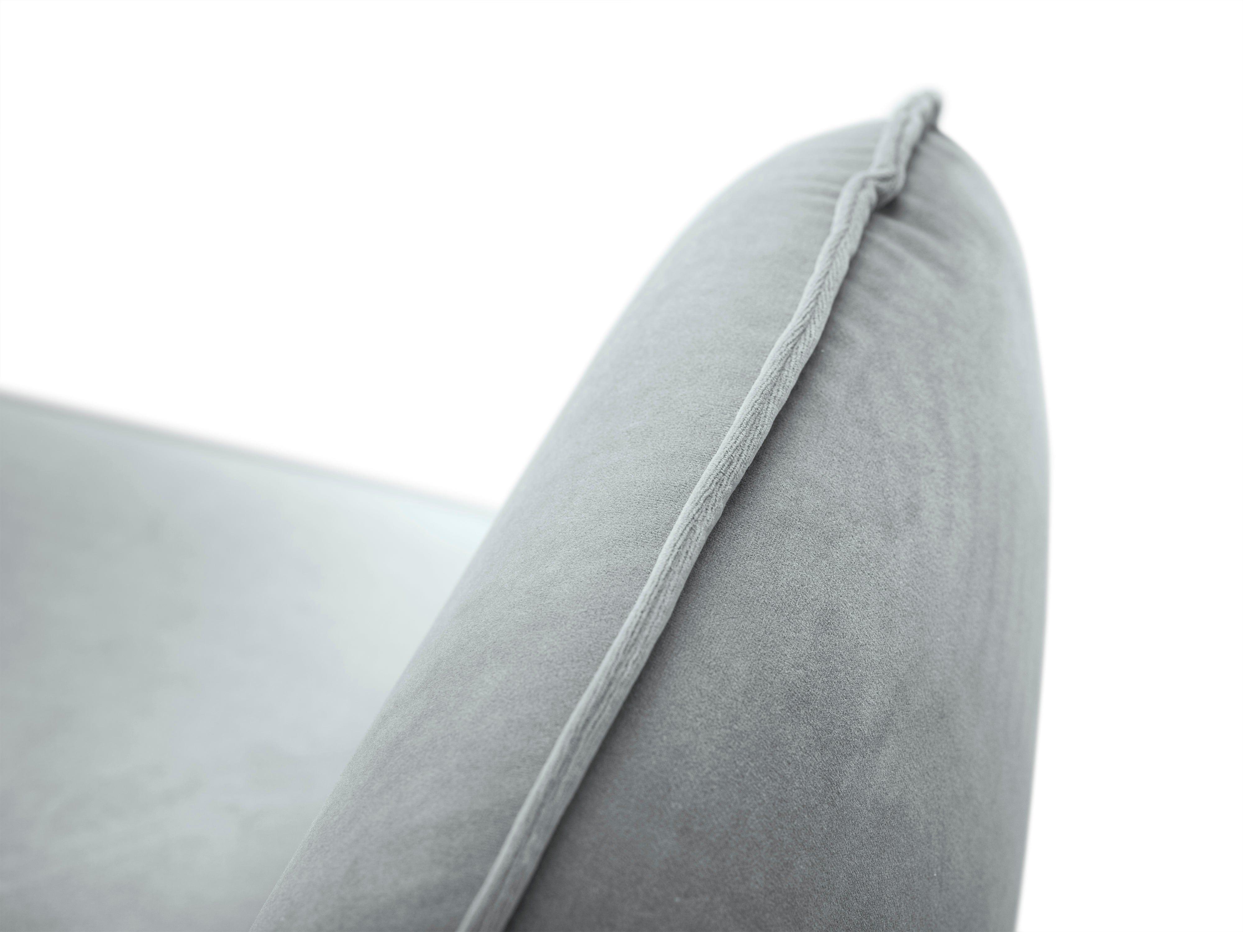 Sofa aksamitna 2-osobowa VIENNA jasnoszary ze złotą podstawą Cosmopolitan Design Eye on Design