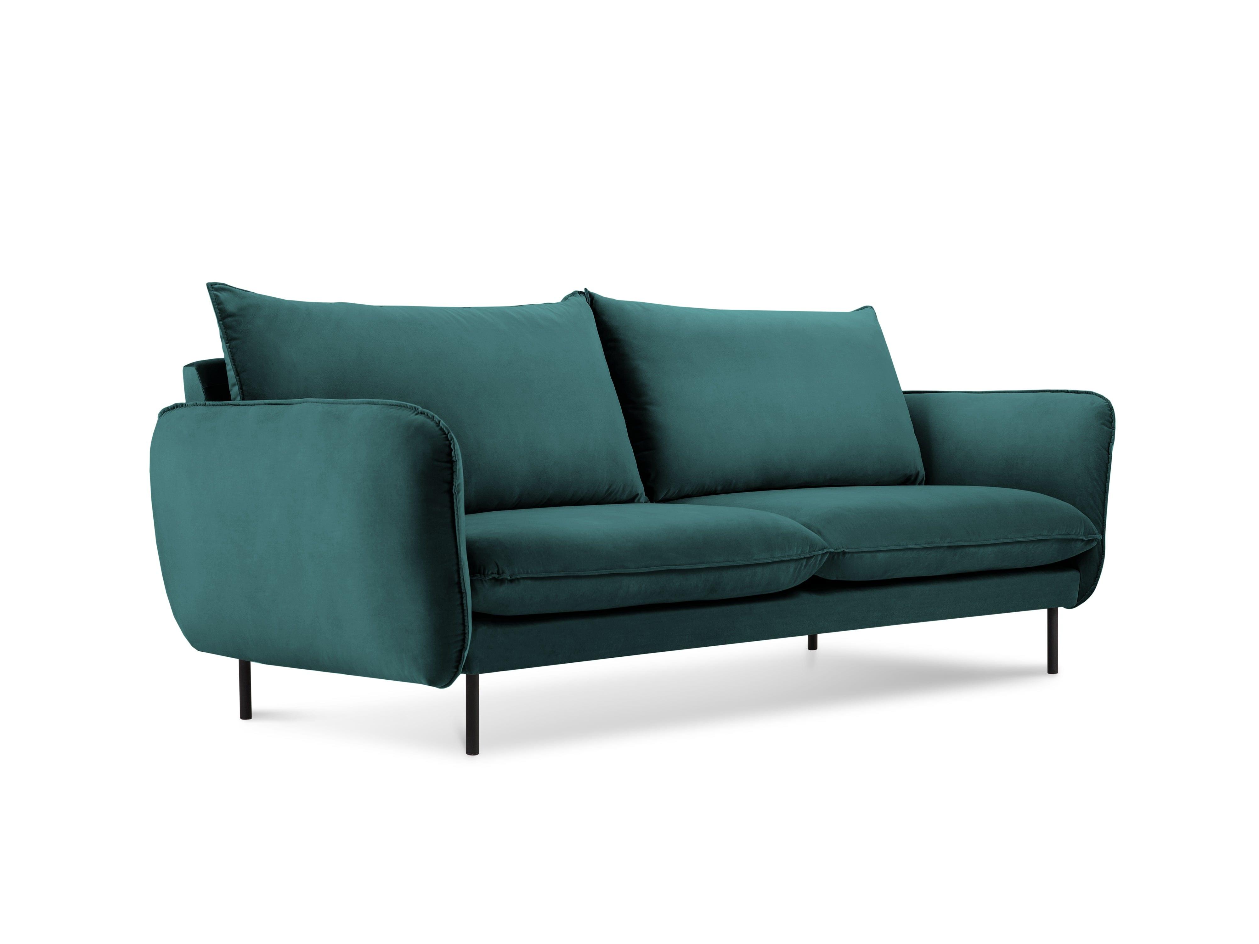 Sofa aksamitna 2-osobowa VIENNA morski z czarną podstawą Cosmopolitan Design Eye on Design