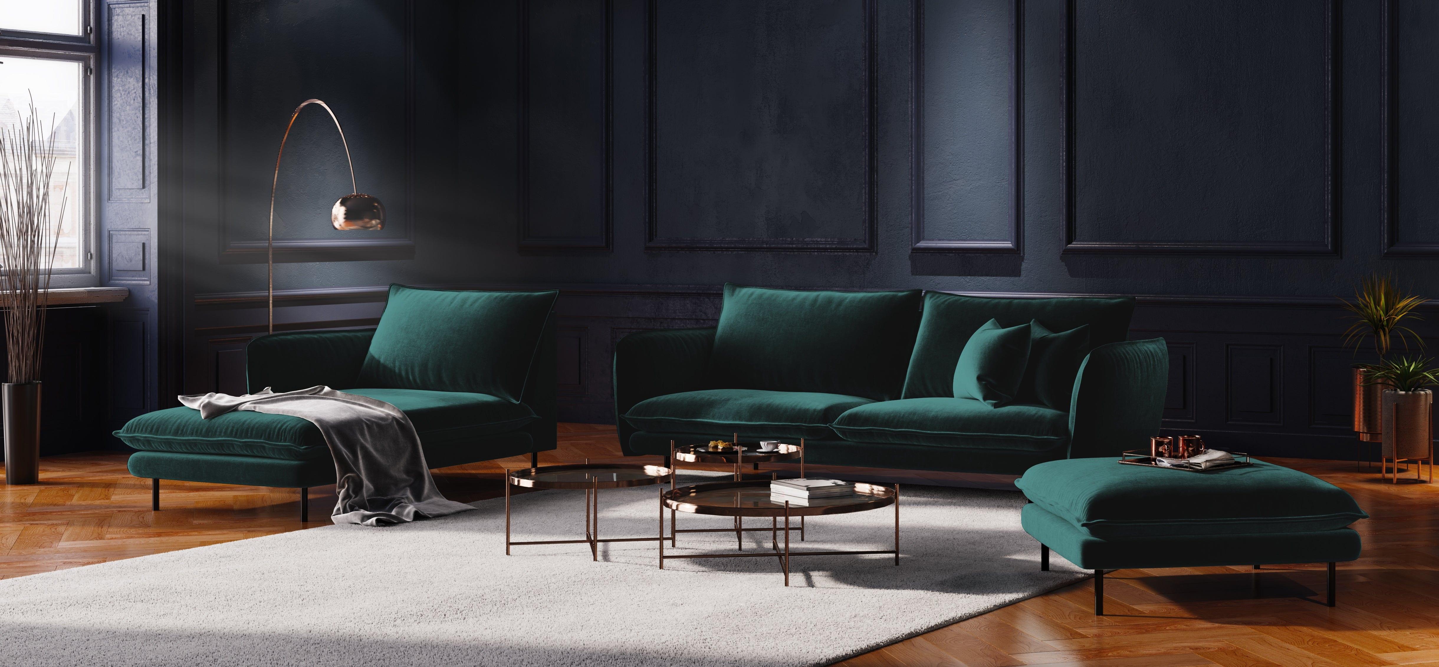 Sofa aksamitna 2-osobowa VIENNA morski z czarną podstawą Cosmopolitan Design Eye on Design