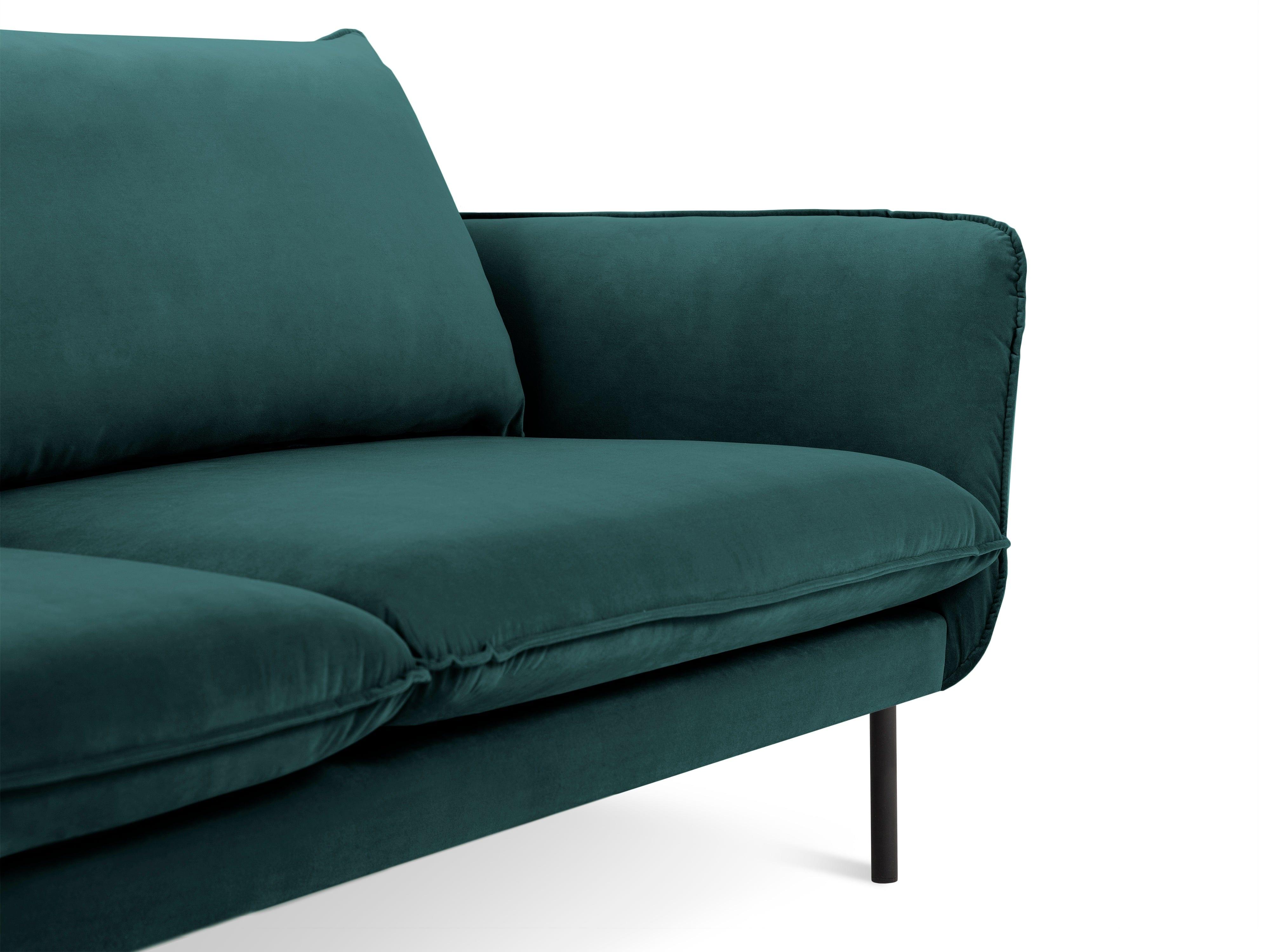 Sofa aksamitna 2-osobowa VIENNA morski z czarną podstawą Cosmopolitan Design Eye on Design
