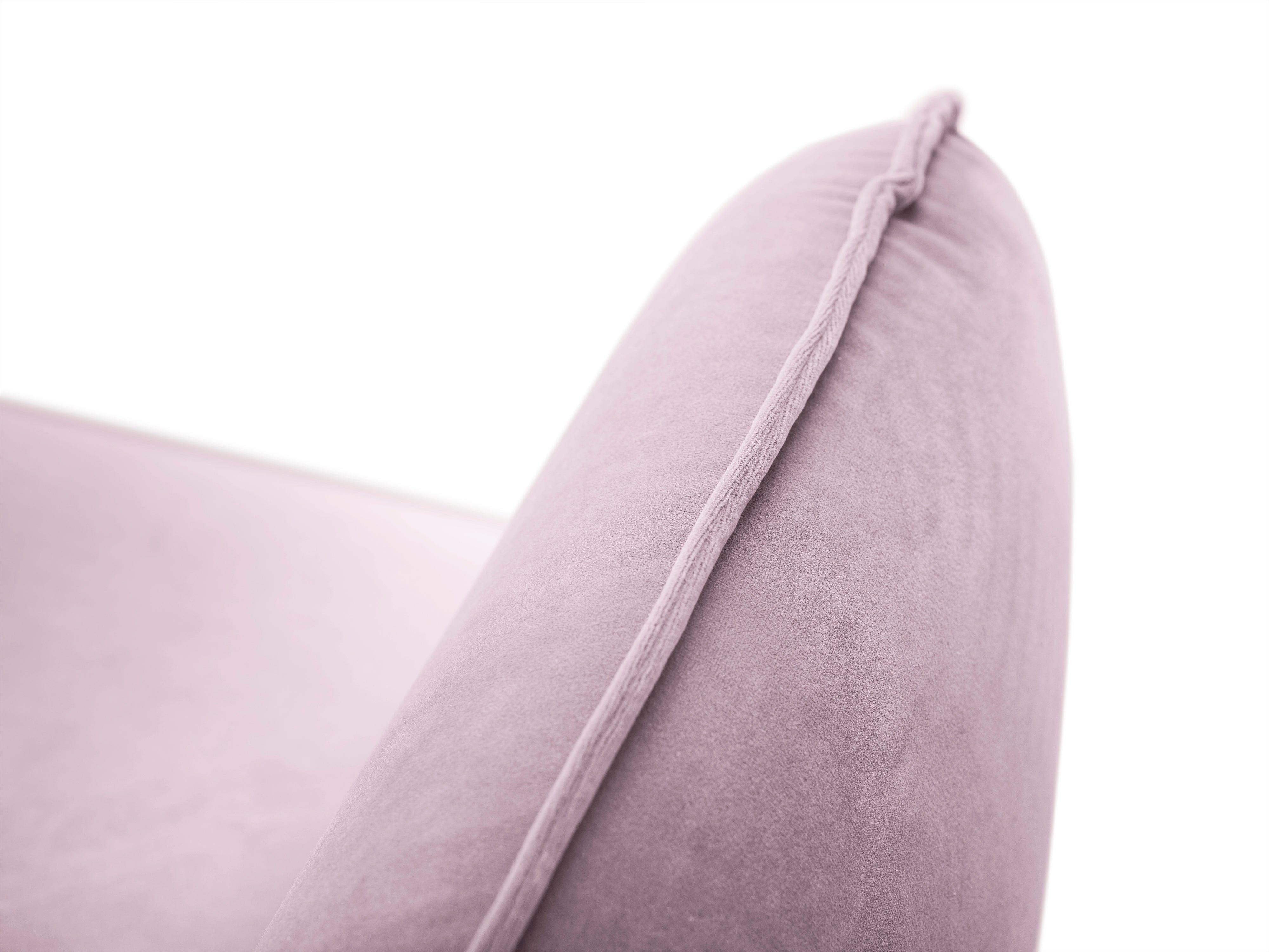 Sofa aksamitna 2-osobowa VIENNA pudrowy róż ze złotą podstawą Cosmopolitan Design Eye on Design