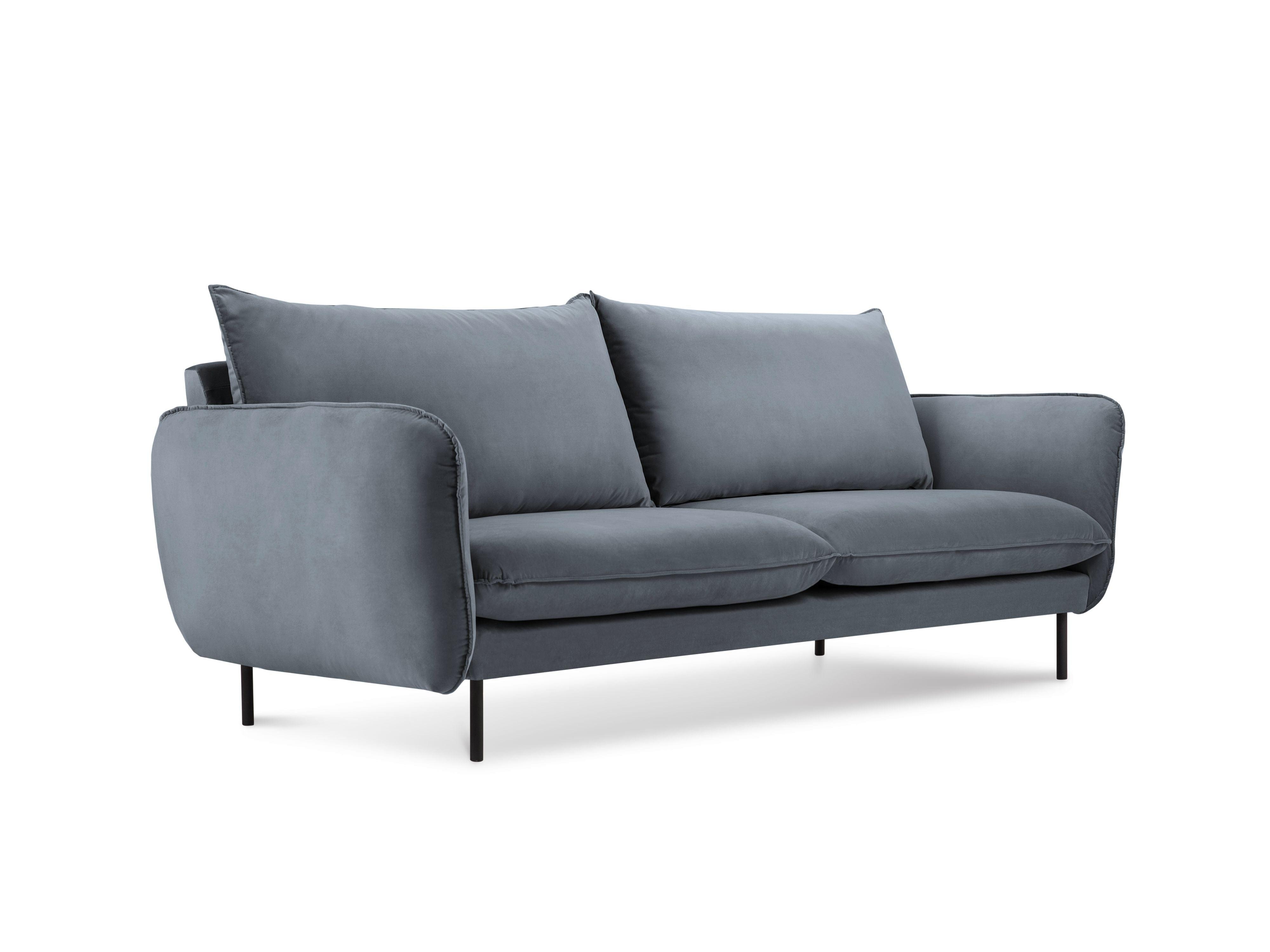 Sofa aksamitna 2-osobowa VIENNA szary z czarną podstawą Cosmopolitan Design Eye on Design