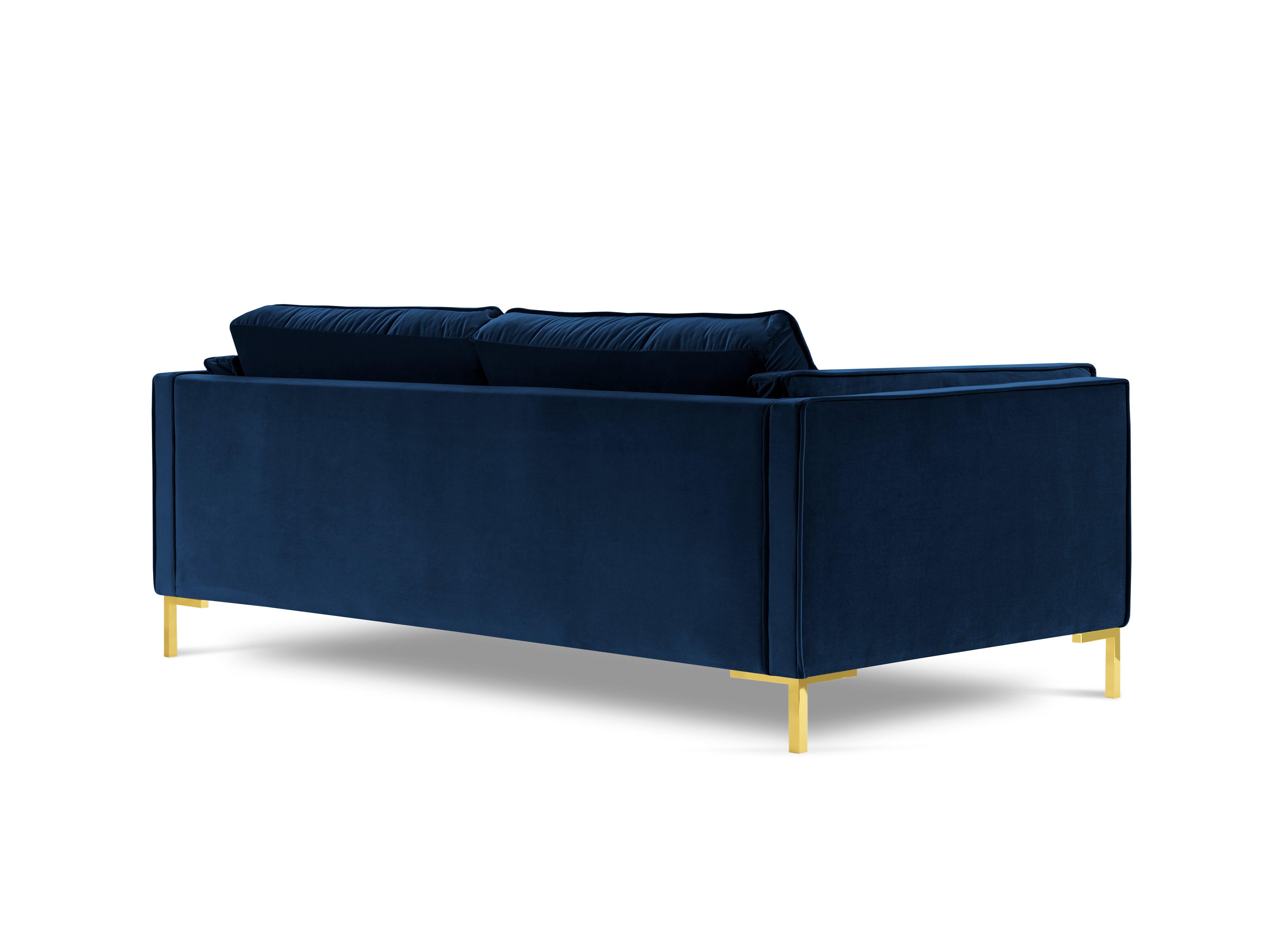 Sofa aksamitna 3-osobowa LUIS granat królewski ze złotą podstawą Milo Casa Eye on Design