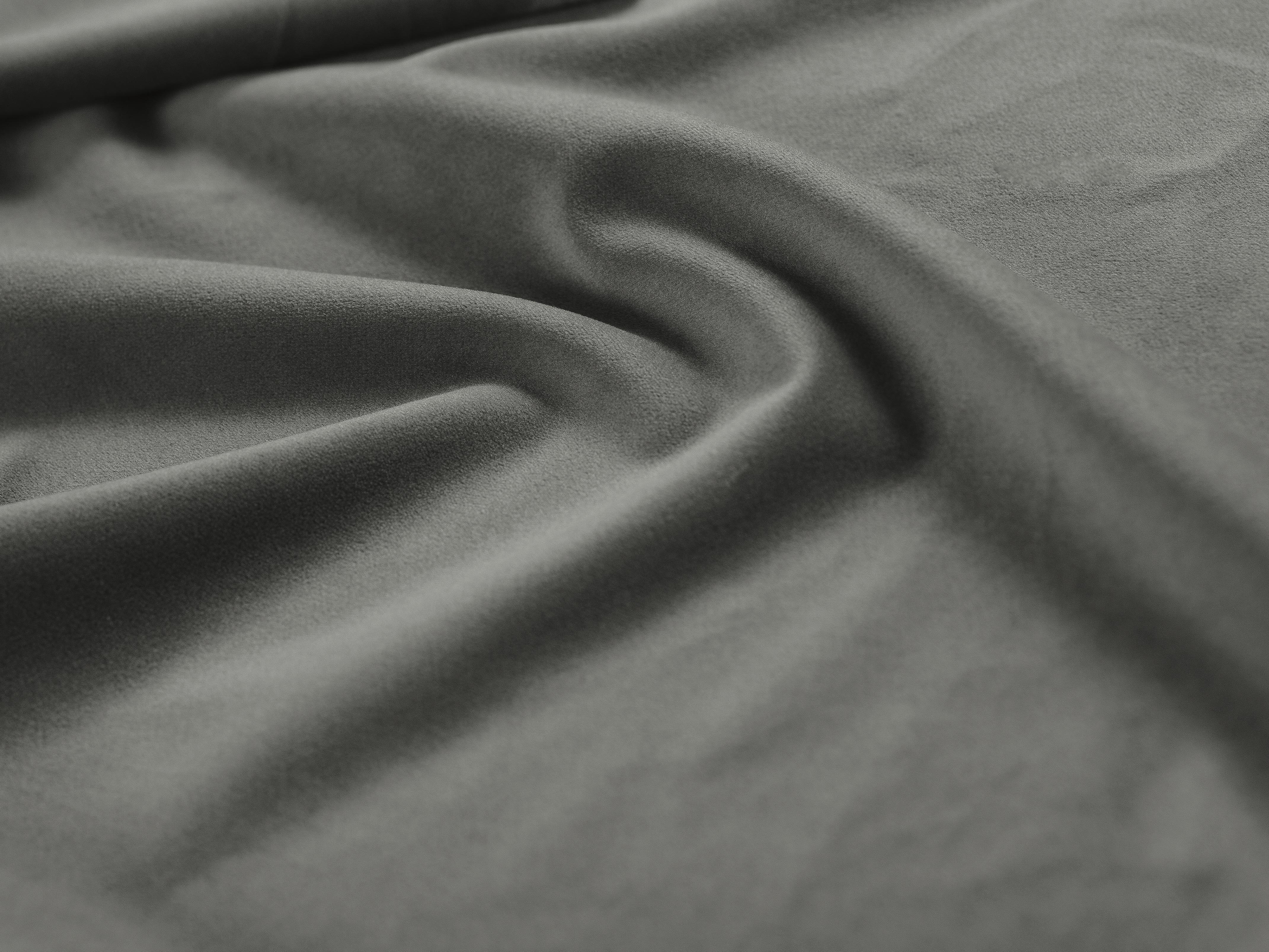 Sofa aksamitna 3-osobowa MADARA szary ze złotą podstawą Mazzini Sofas Eye on Design