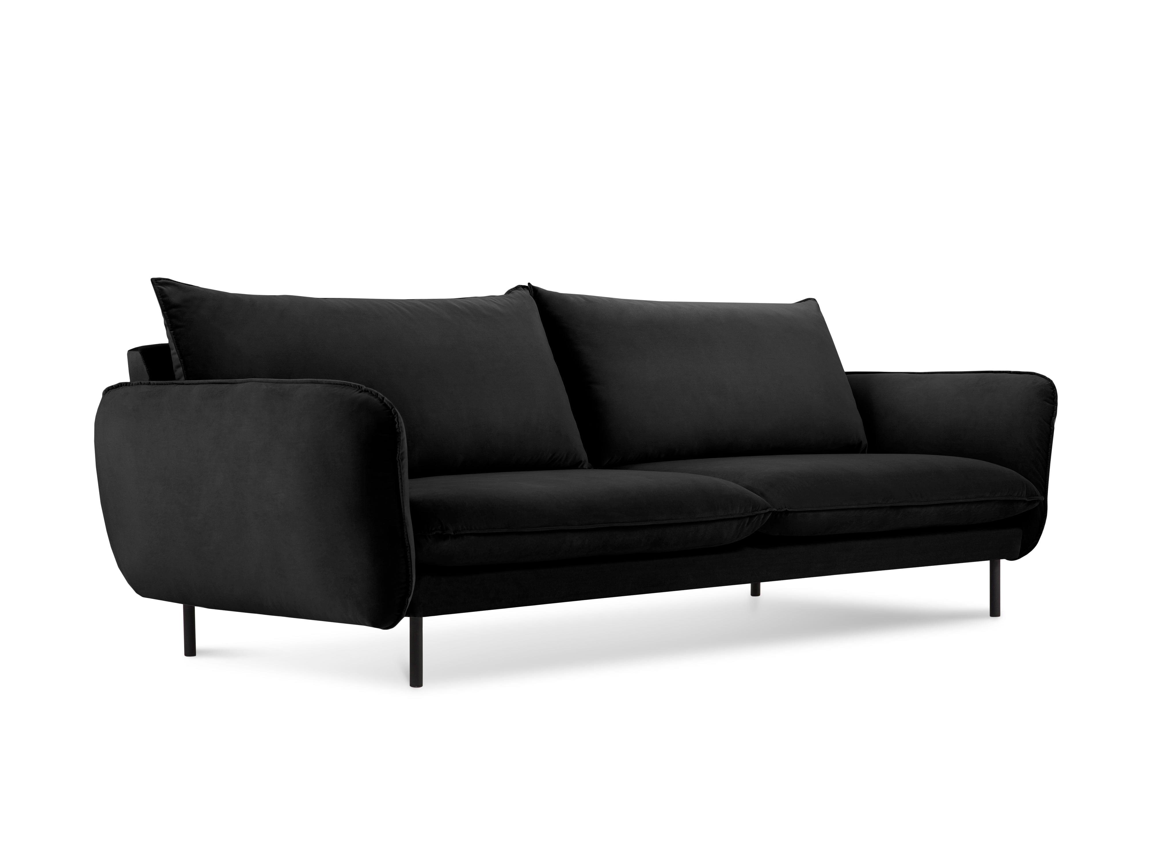 Sofa aksamitna 3-osobowa VIENNA czarny z czarną podstawą Cosmopolitan Design Eye on Design
