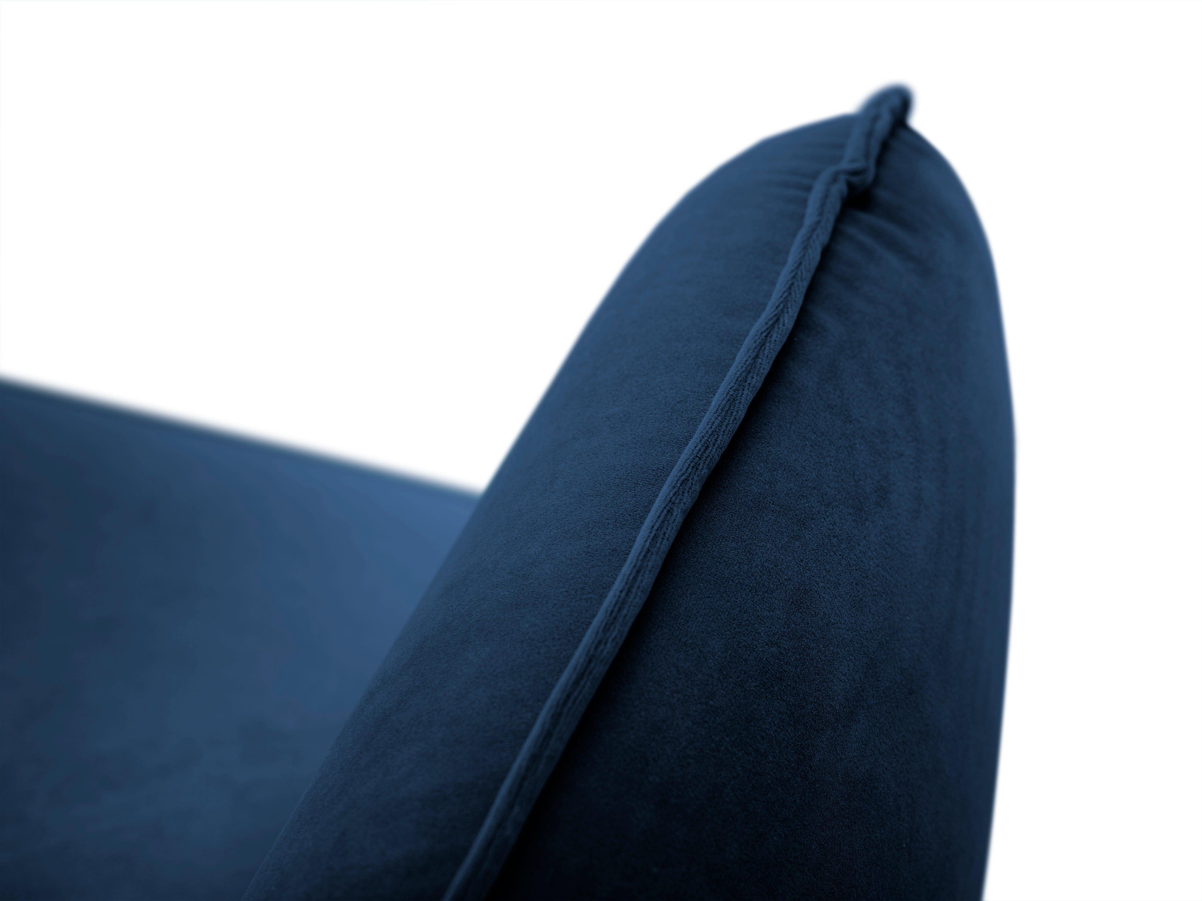 Sofa aksamitna 3-osobowa VIENNA niebieski ze złotą podstawą Cosmopolitan Design Eye on Design