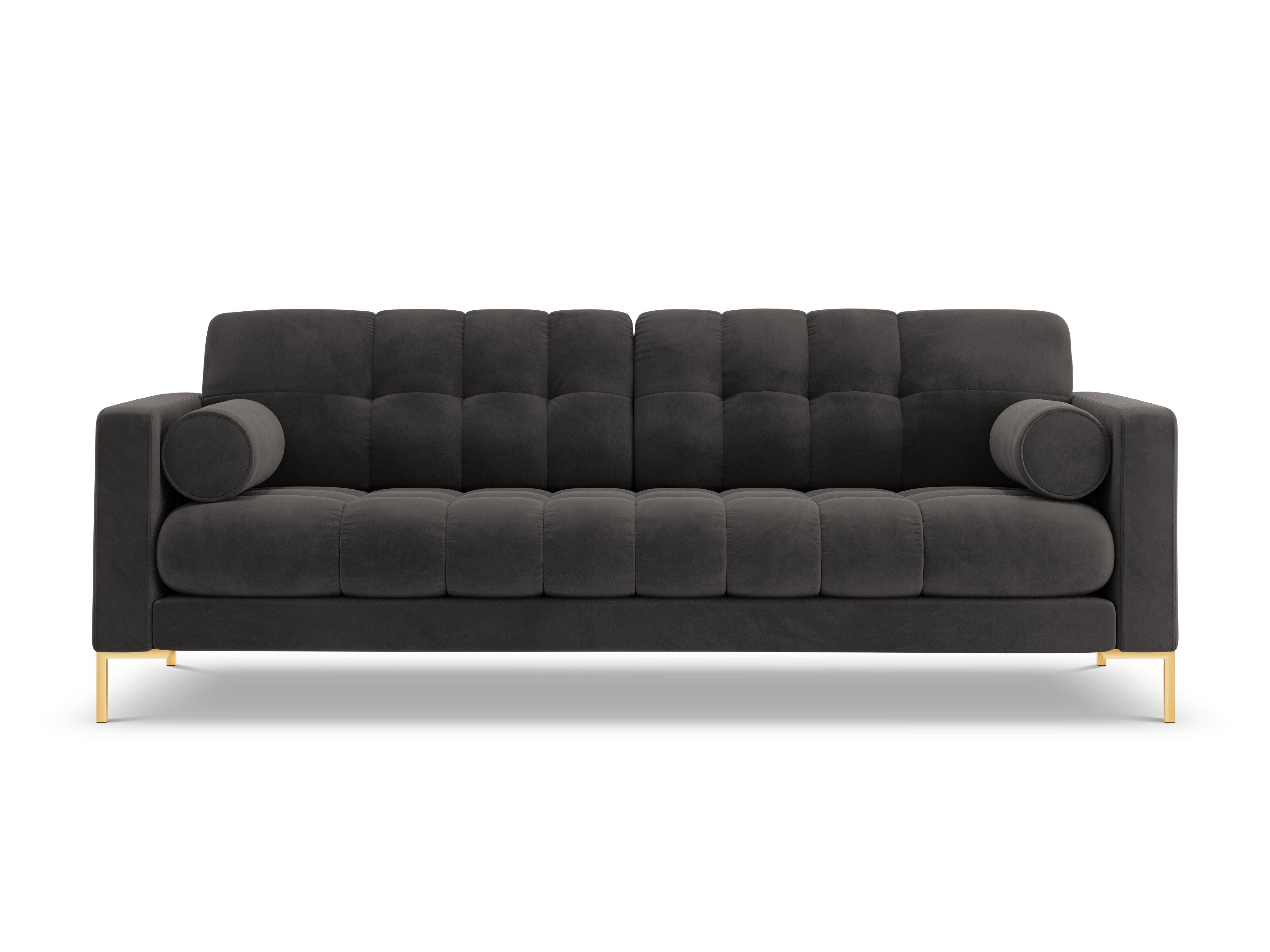 Sofa aksamitna 4-osobowa BALI ciemnoszary ze złotą podstawą Cosmopolitan Design Eye on Design