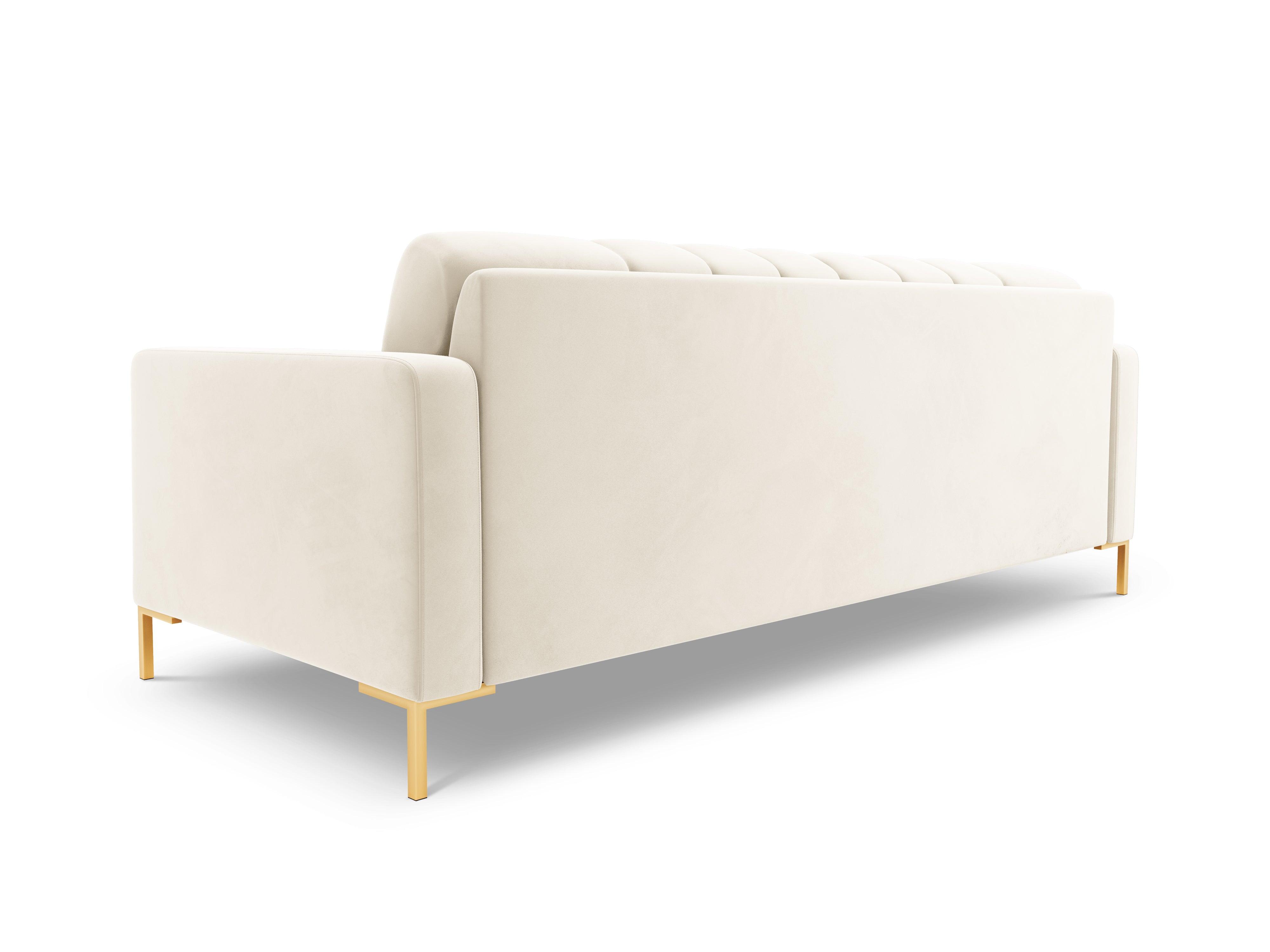 Sofa aksamitna 4-osobowa BALI jasnobeżowy ze złotą podstawą Cosmopolitan Design Eye on Design