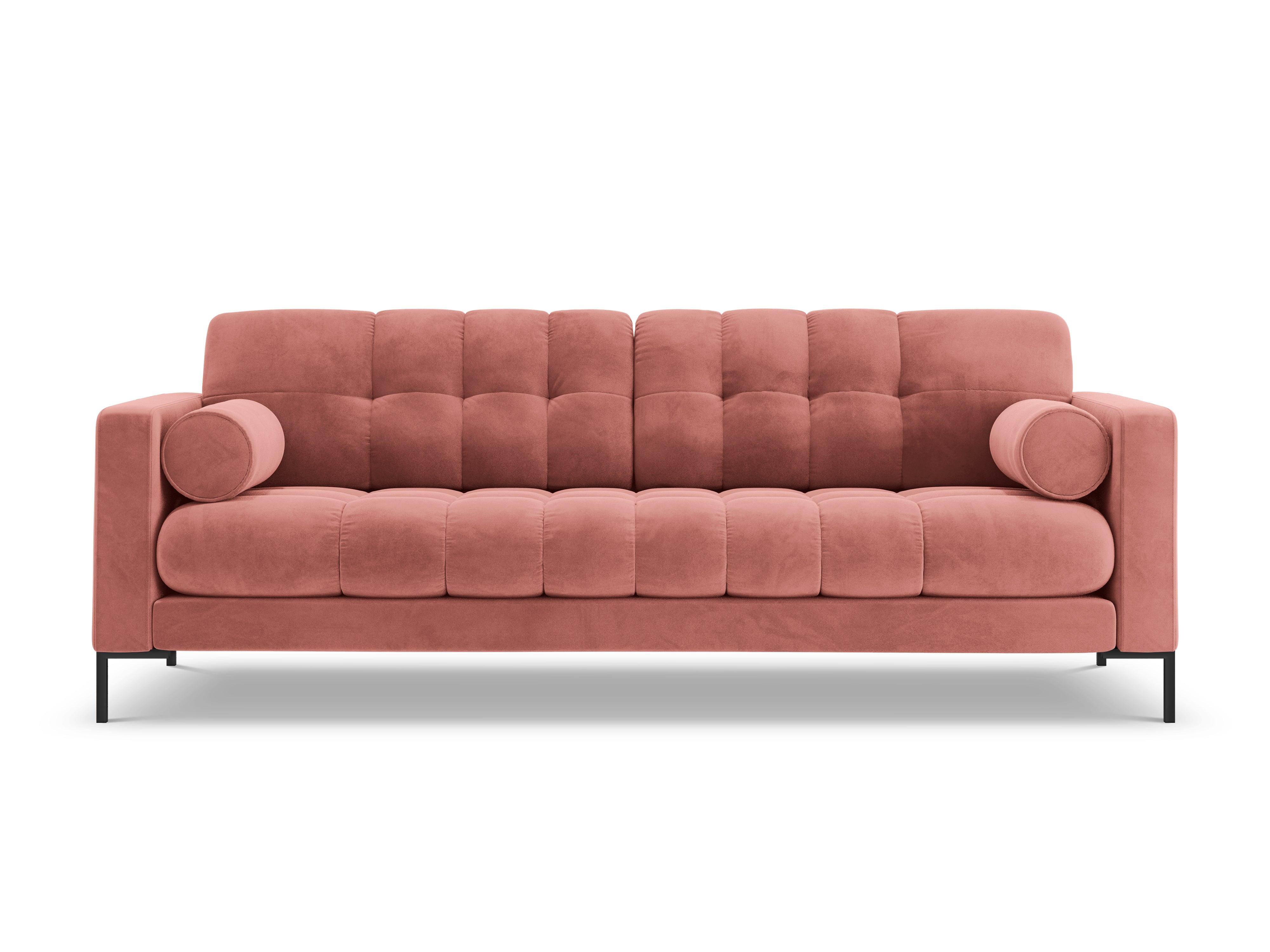 Sofa aksamitna 4-osobowa BALI różowy z czarną podstawą Cosmopolitan Design Eye on Design
