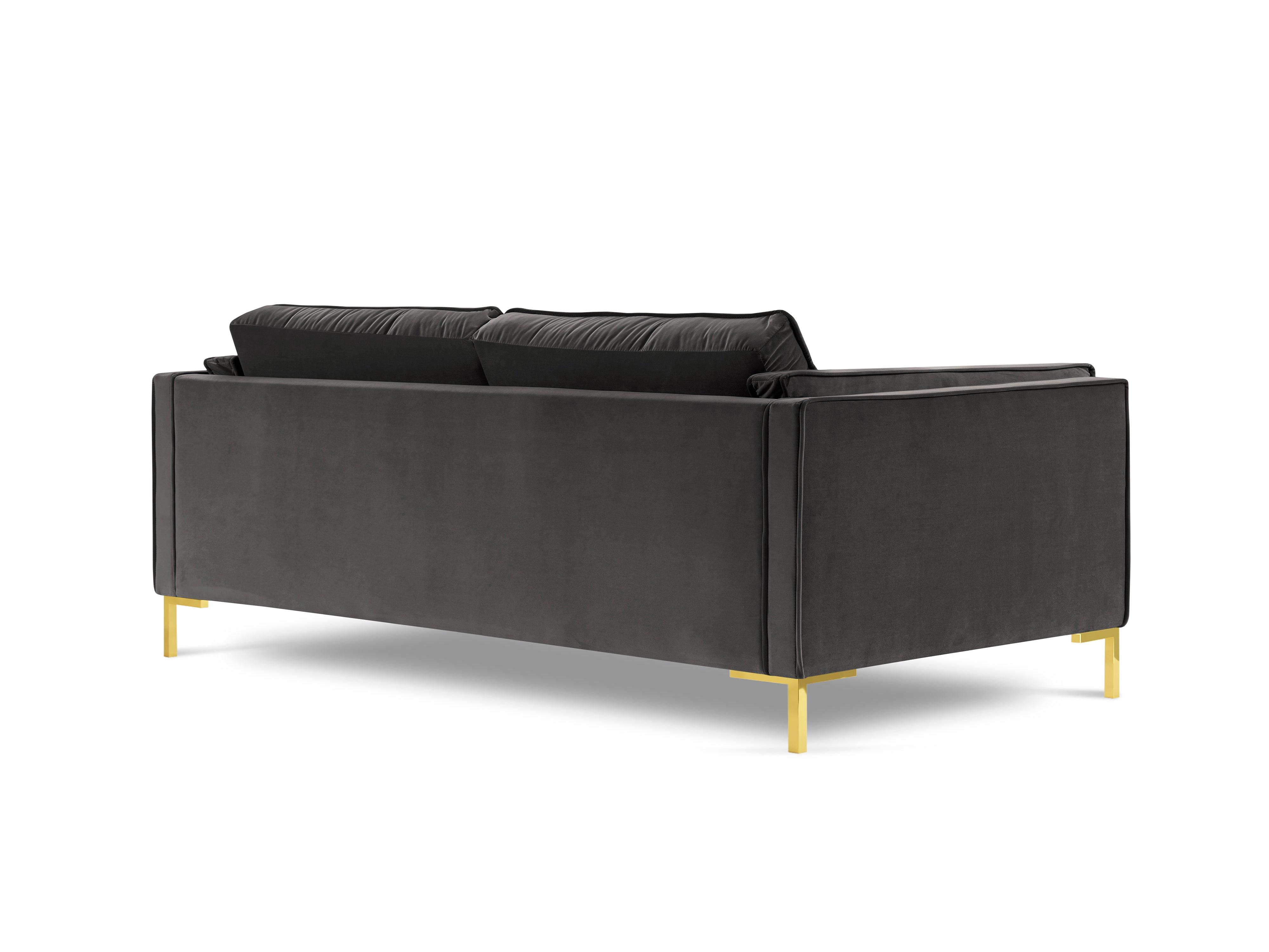 Sofa aksamitna 4-osobowa LUIS ciemnoszary ze złotą podstawą Milo Casa Eye on Design