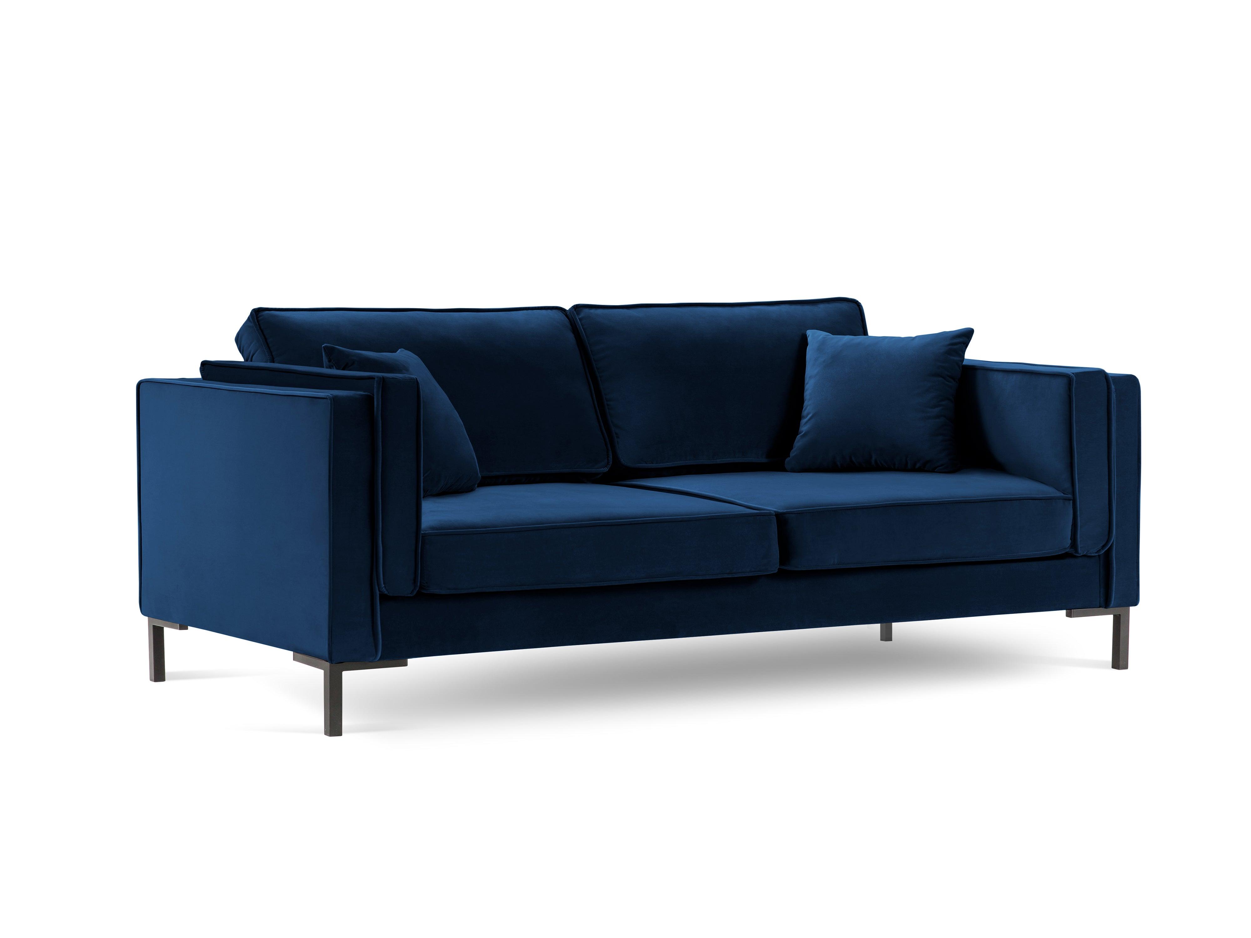 Sofa aksamitna 4-osobowa LUIS granat królewski z czarną podstawą Milo Casa Eye on Design