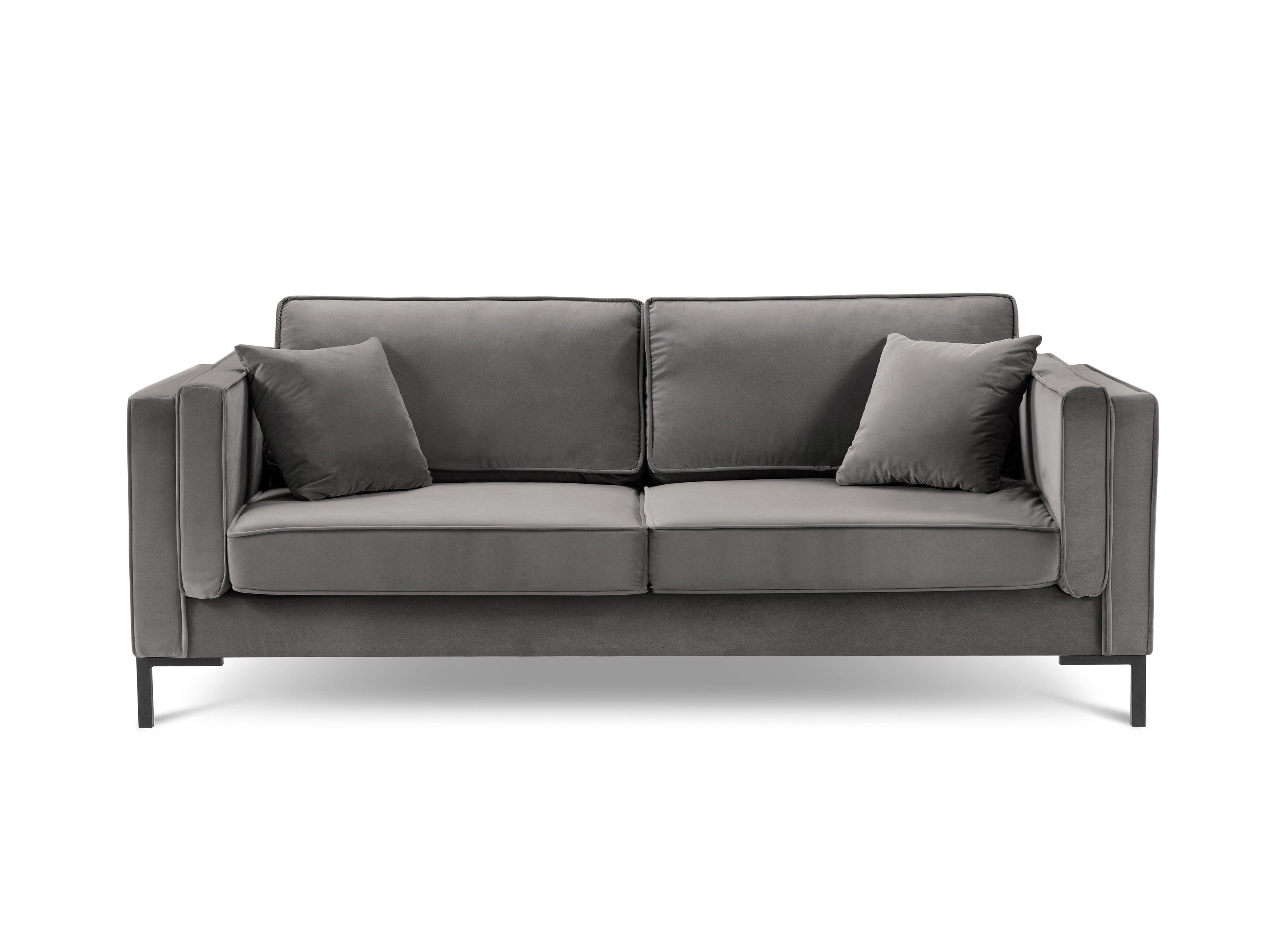 Sofa aksamitna 4-osobowa LUIS jasnoszary z czarną podstawą Milo Casa Eye on Design