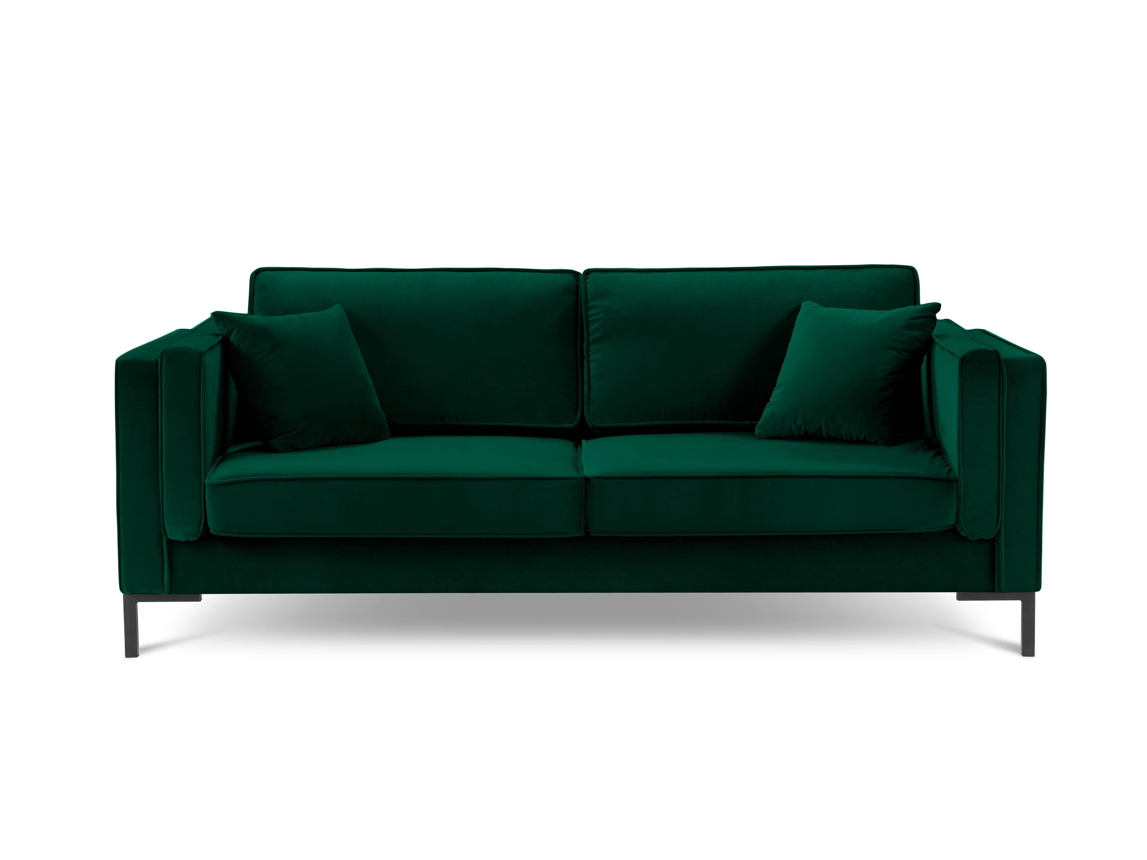 Sofa aksamitna 4-osobowa LUIS zieleń butelkowa z czarną podstawą Milo Casa Eye on Design