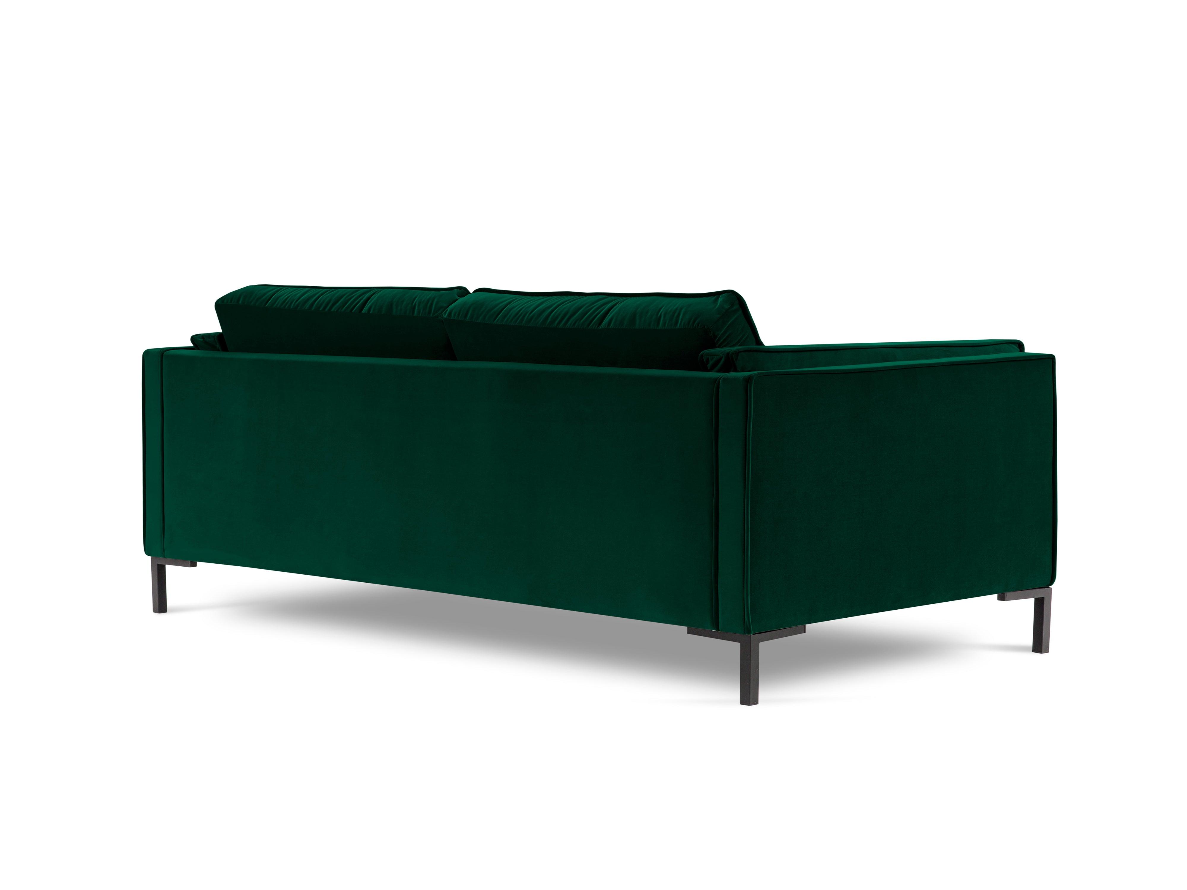 Sofa aksamitna 4-osobowa LUIS zieleń butelkowa z czarną podstawą Milo Casa Eye on Design