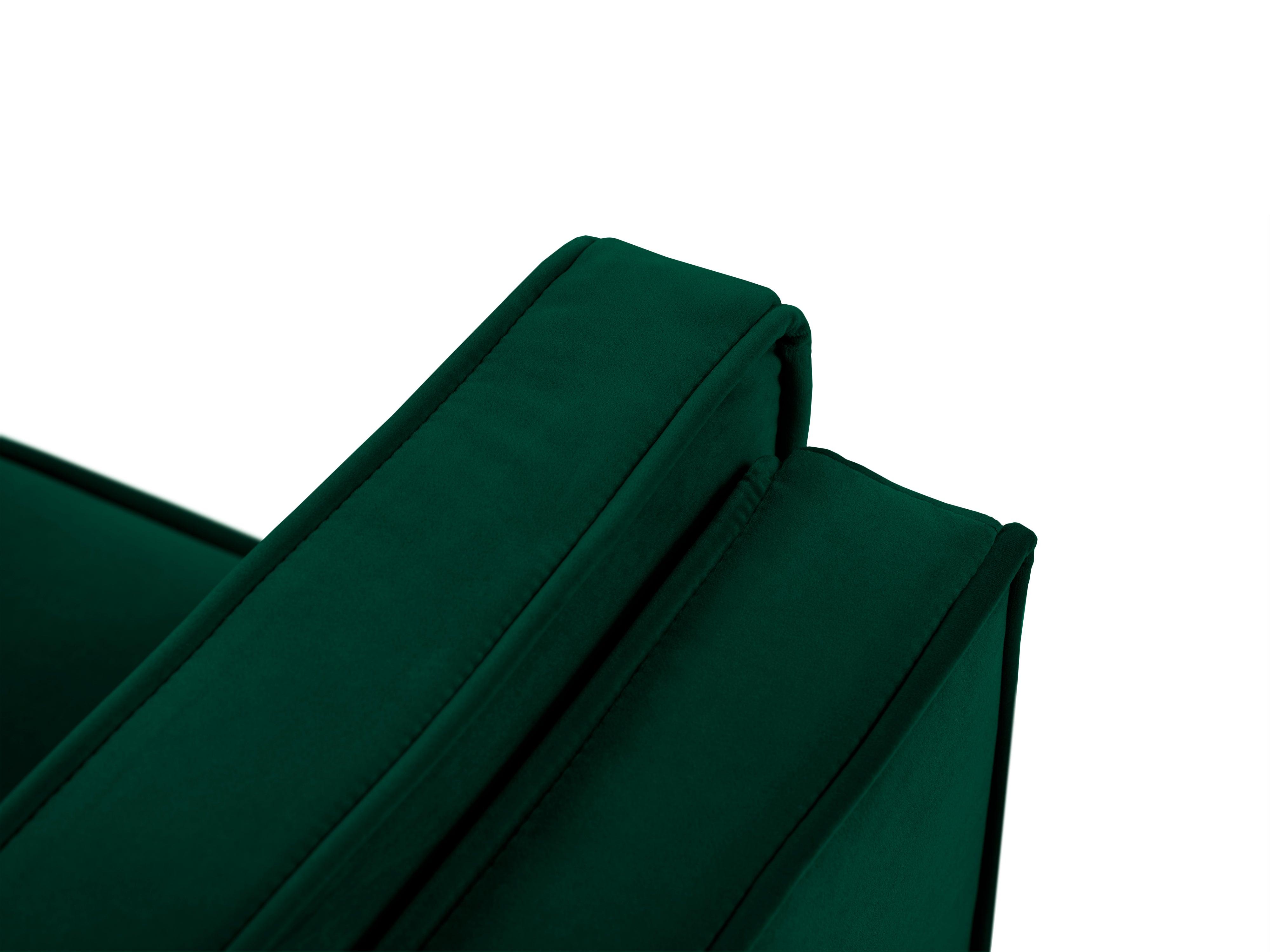 Sofa aksamitna 4-osobowa LUIS zieleń butelkowa z czarną podstawą Milo Casa Eye on Design