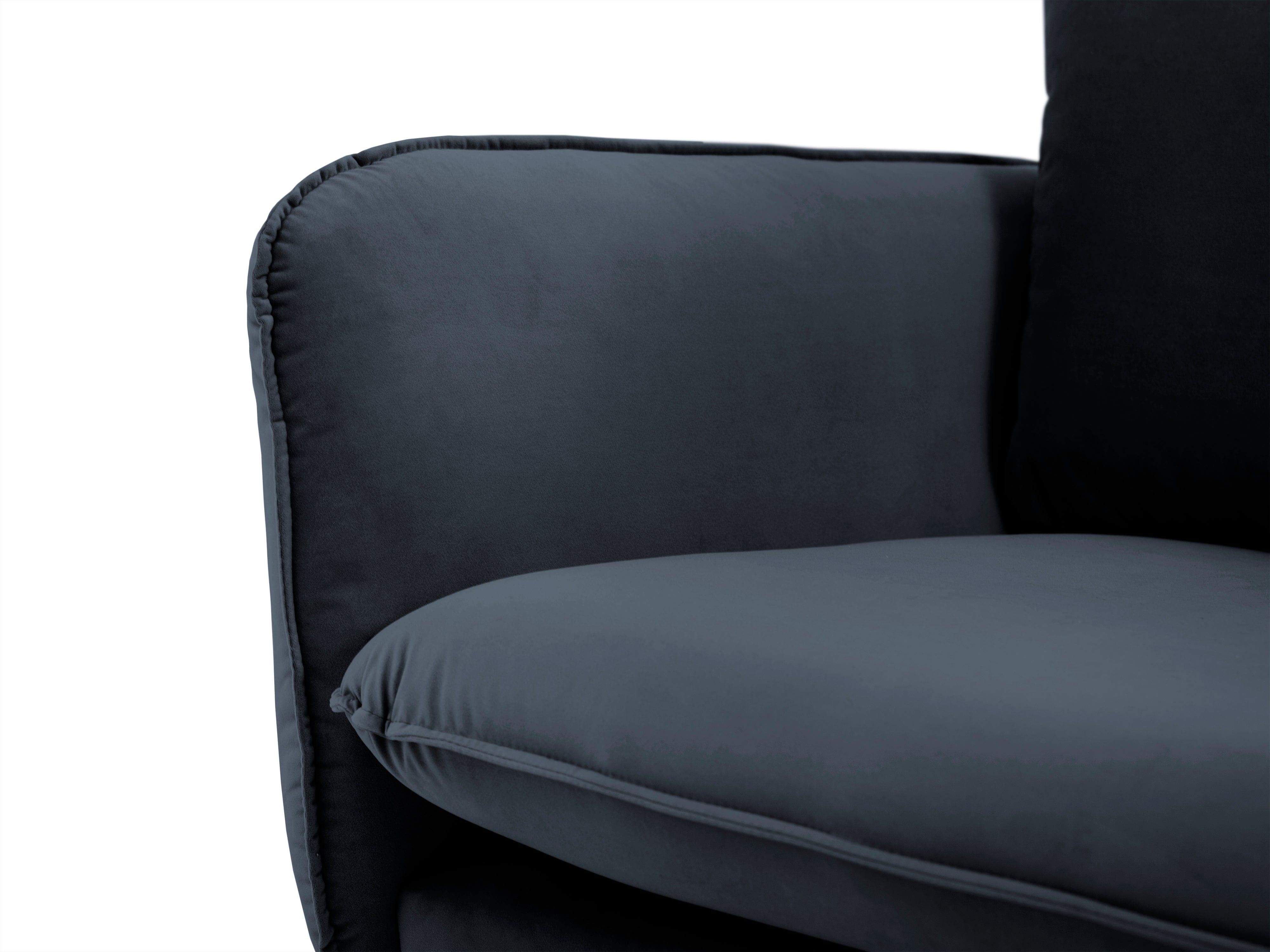 Sofa aksamitna 4-osobowa VIENNA granatowy ze złotą podstawą Cosmopolitan Design Eye on Design