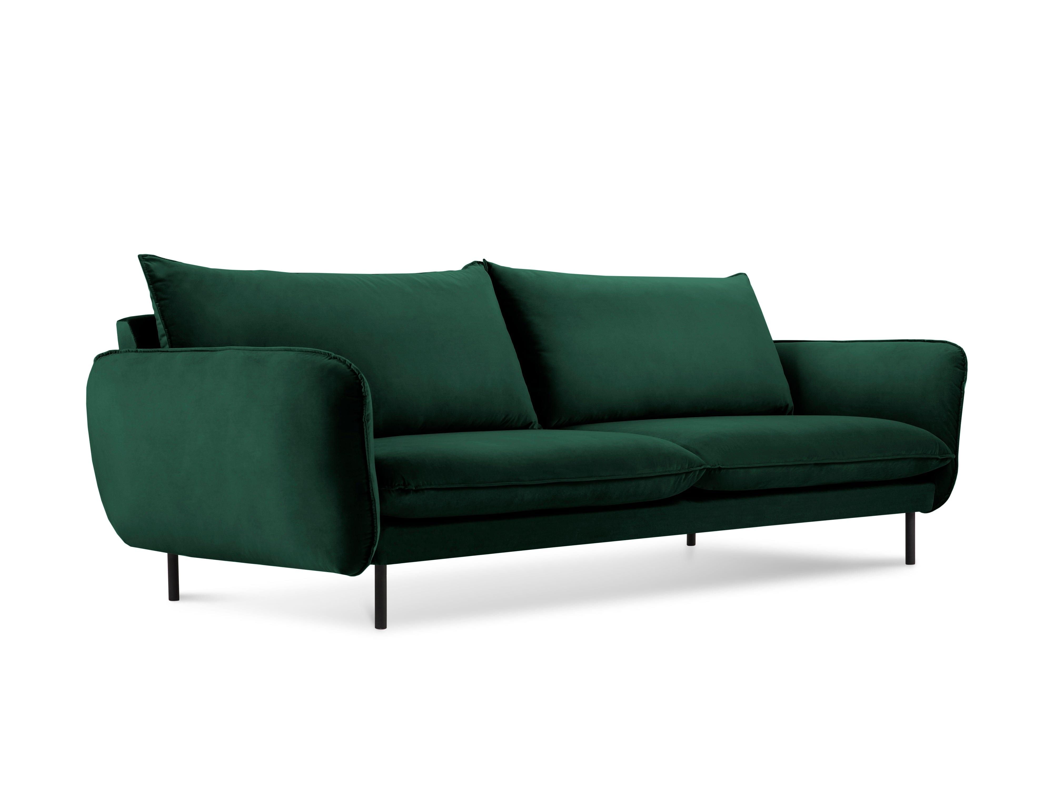 Sofa aksamitna 4-osobowa VIENNA zielony z czarną podstawą Cosmopolitan Design Eye on Design