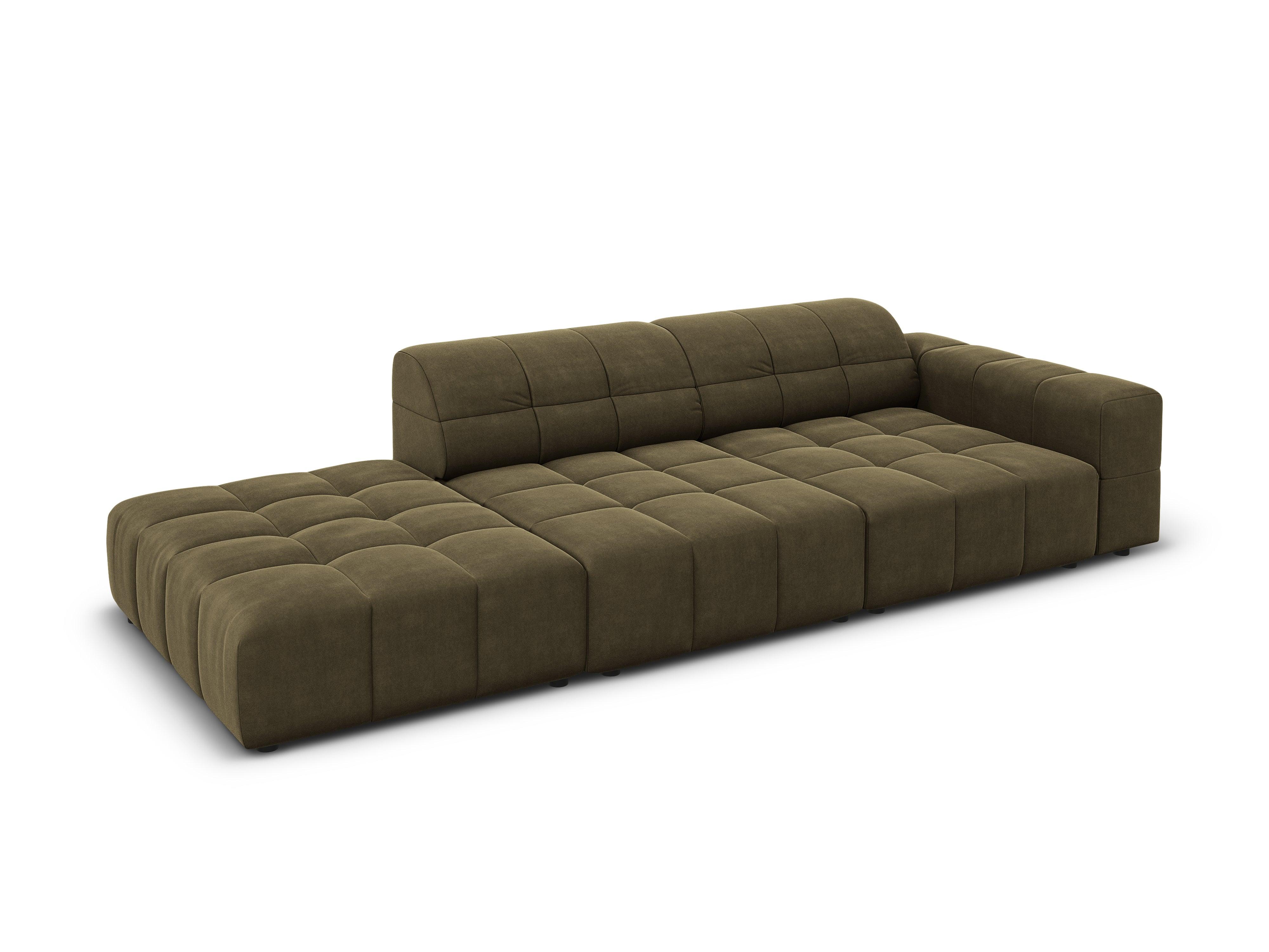 Sofa aksamitna lewostronna 3-osobowa CHICAGO oliwkowy Cosmopolitan Design Eye on Design
