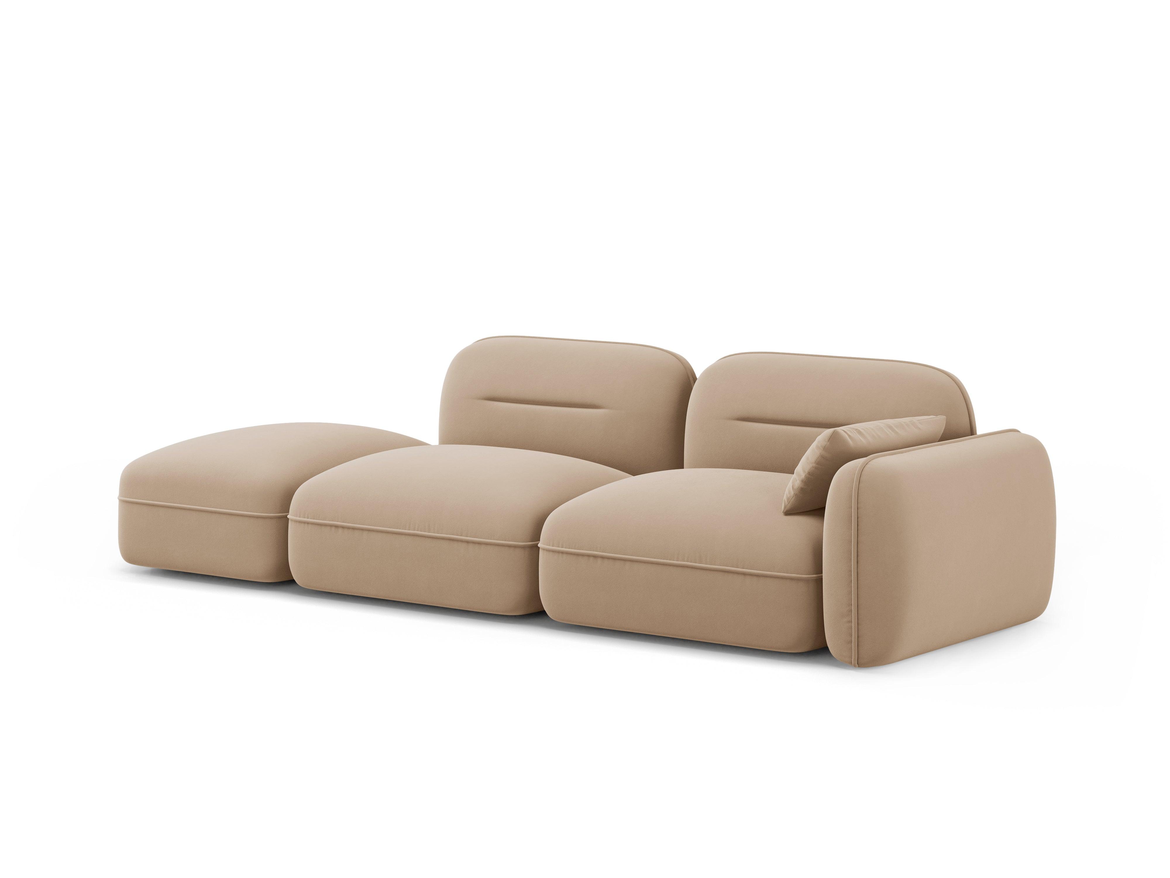 Sofa modułowa aksamitna lewostronna 3-osobowa SYDNEY piaskowy Cosmopolitan Design Eye on Design