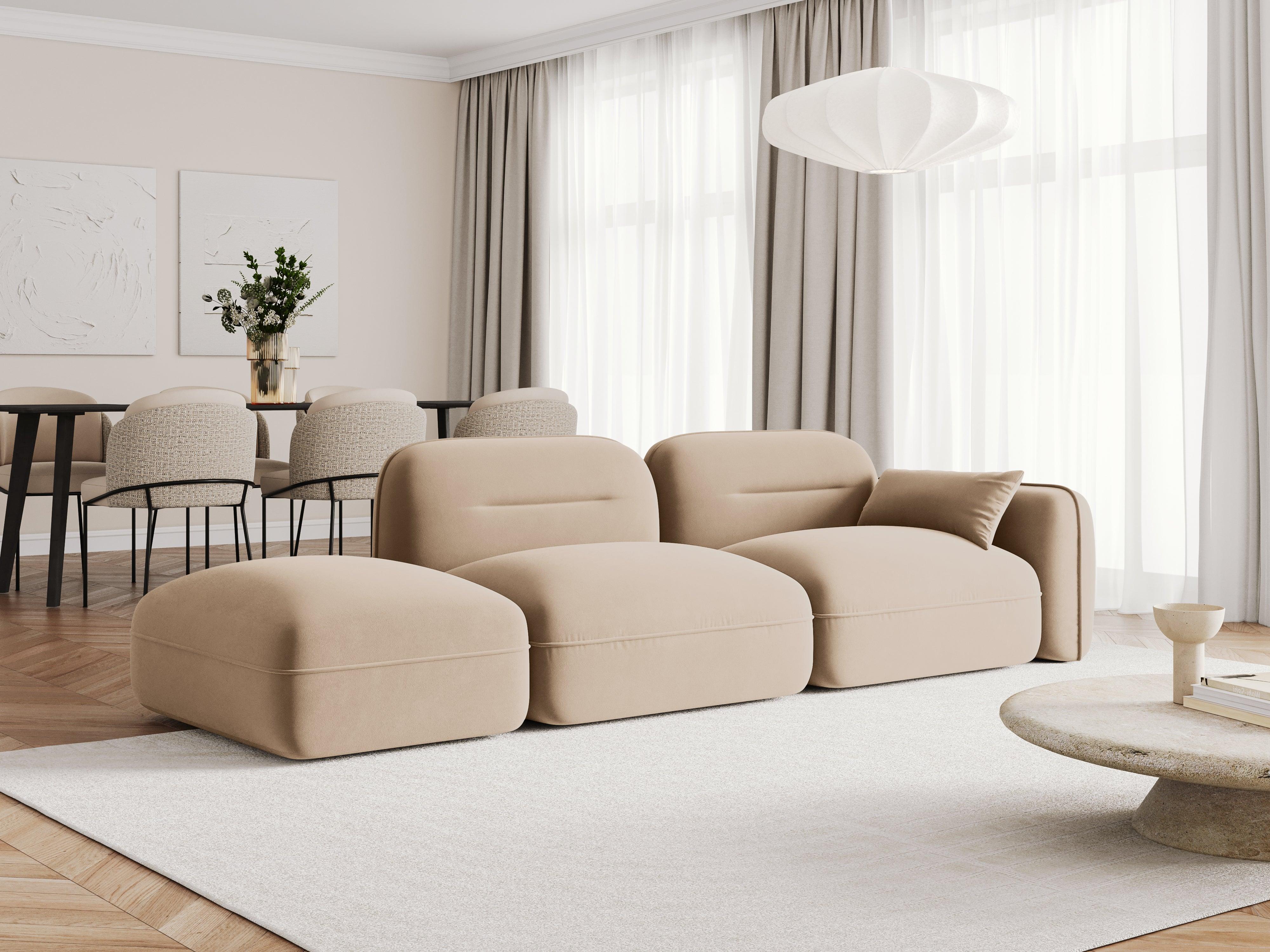 Sofa modułowa aksamitna lewostronna 3-osobowa SYDNEY piaskowy Cosmopolitan Design Eye on Design
