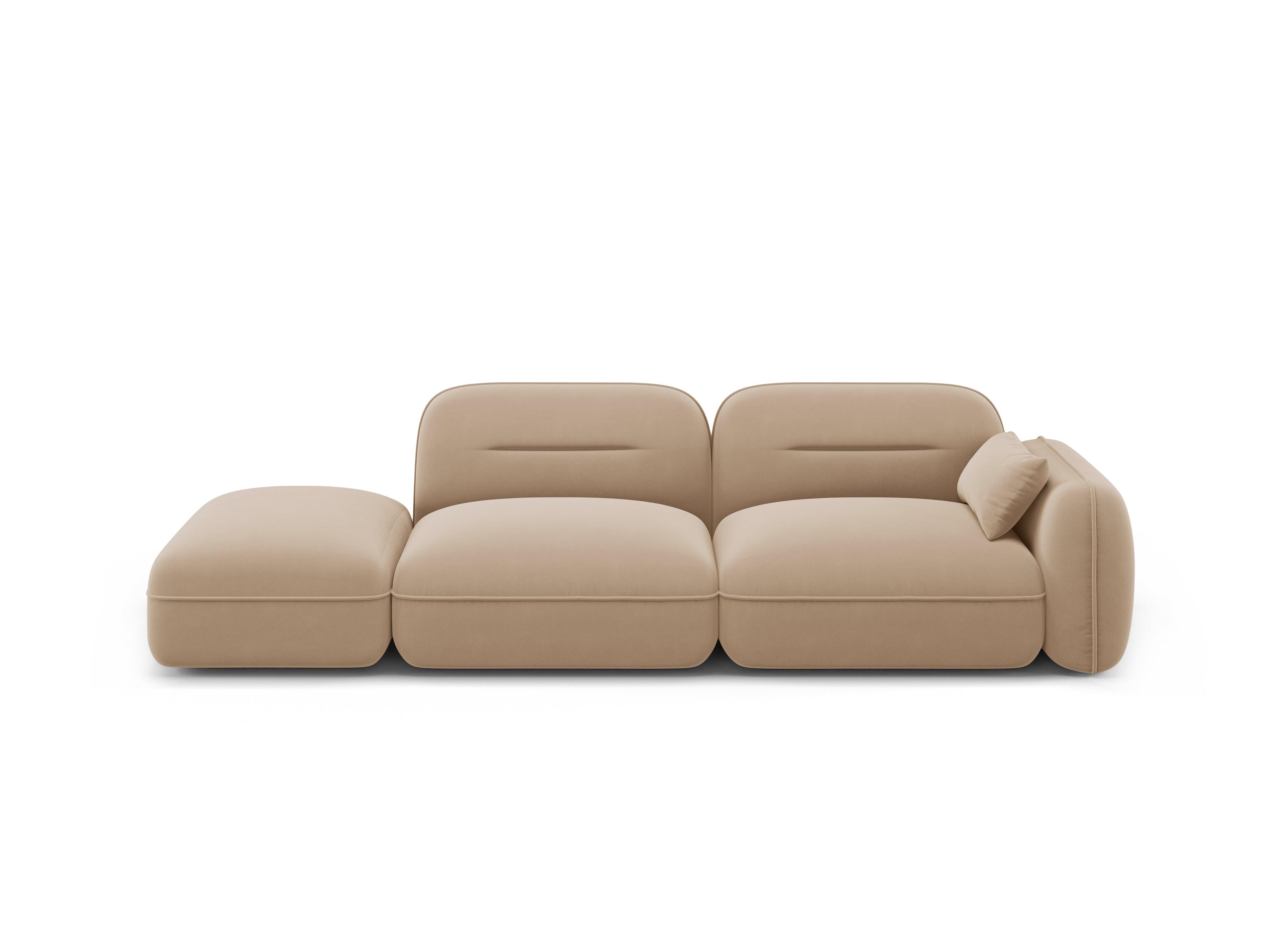 Sofa modułowa aksamitna lewostronna 3-osobowa SYDNEY piaskowy Cosmopolitan Design Eye on Design