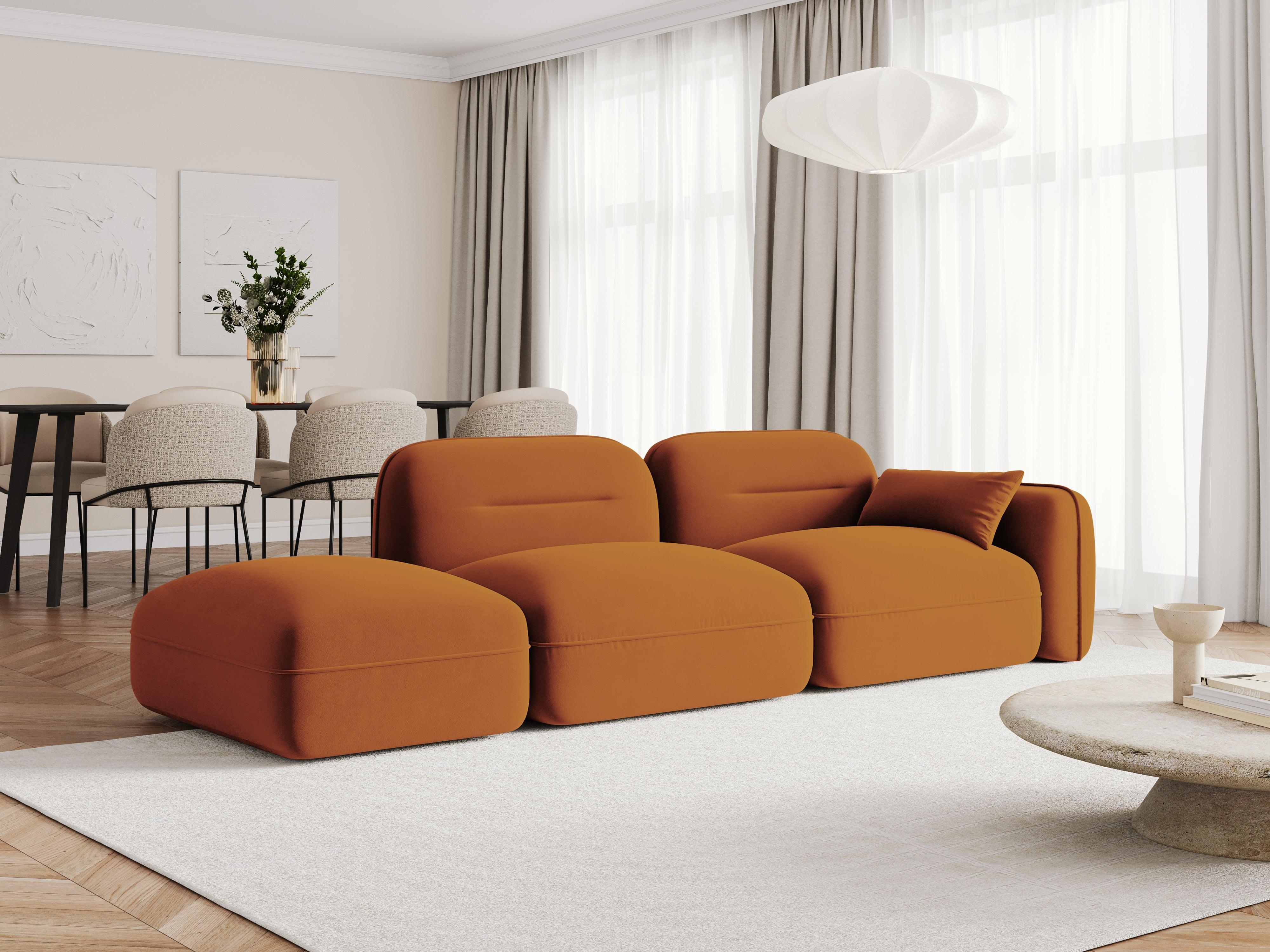 Sofa modułowa aksamitna lewostronna 3-osobowa SYDNEY terracotta Cosmopolitan Design Eye on Design