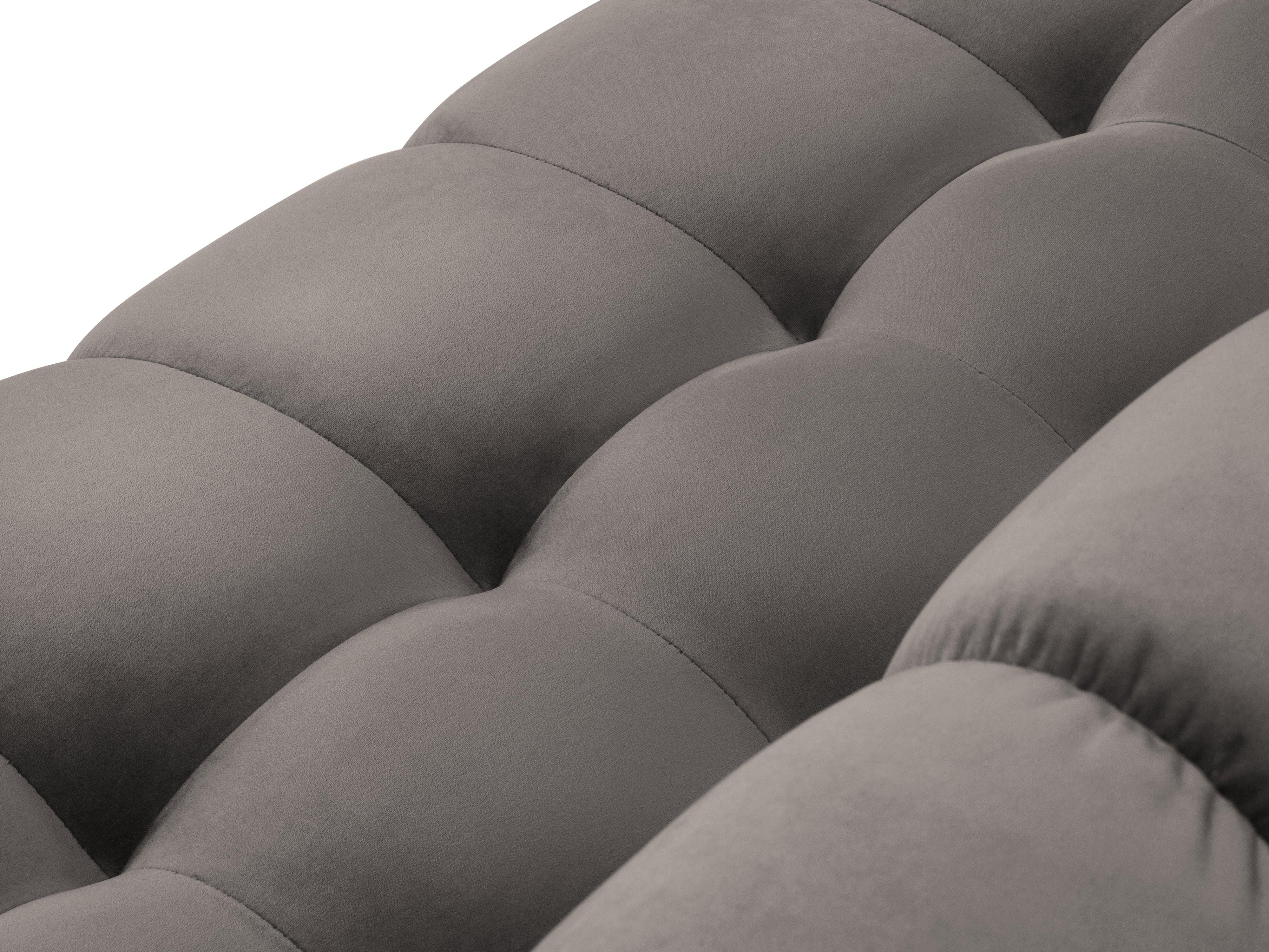 Sofa aksamitna panoramiczna lewostronna 7-osobowa BALI jasnoszary ze złotą podstawą Cosmopolitan Design Eye on Design