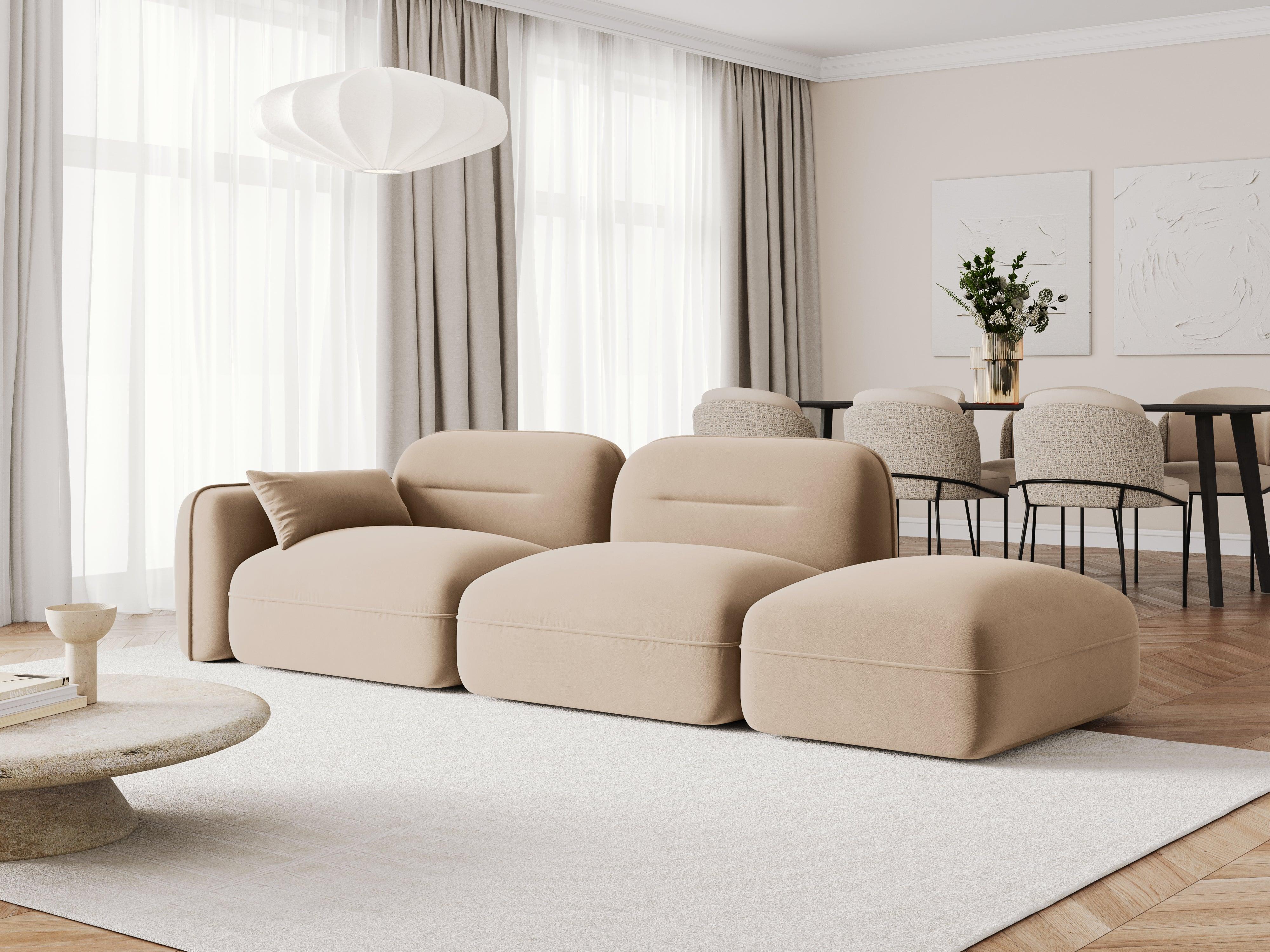 Sofa modułowa aksamitna prawostronna 3-osobowa SYDNEY piaskowy Cosmopolitan Design Eye on Design